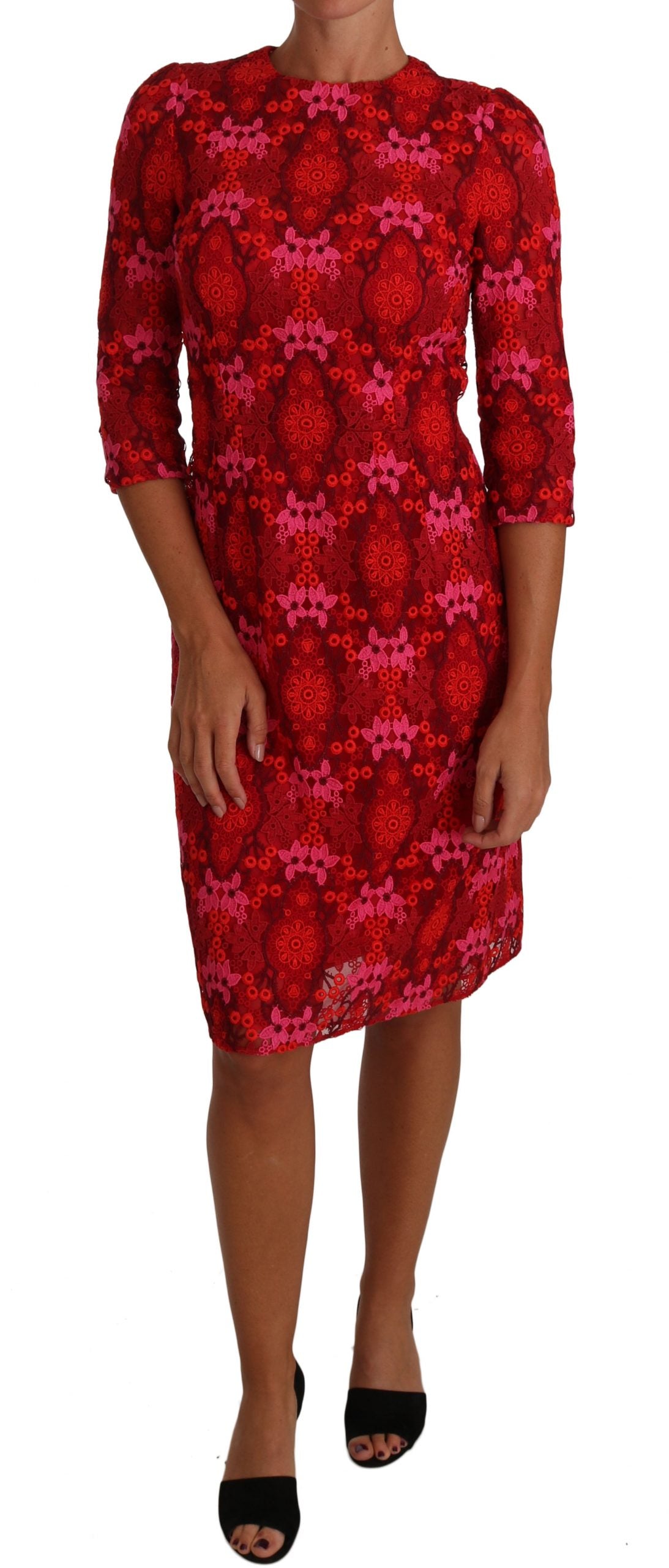 Elegant Floral Crochet Knee-Length Dress - ventzia