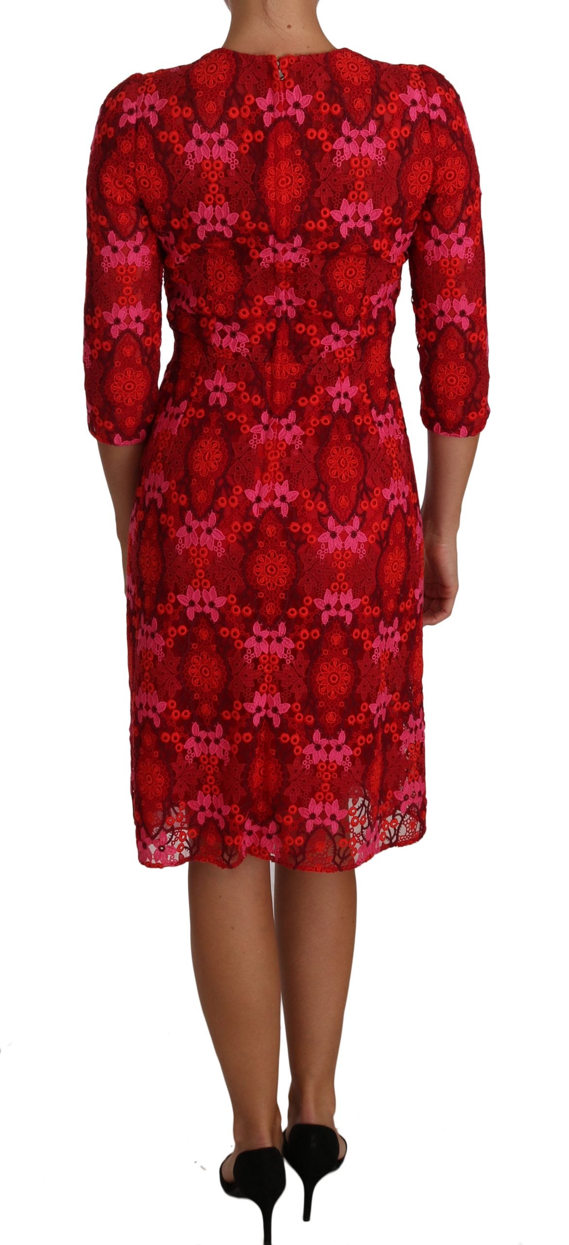 Elegant Floral Crochet Knee-Length Dress - ventzia