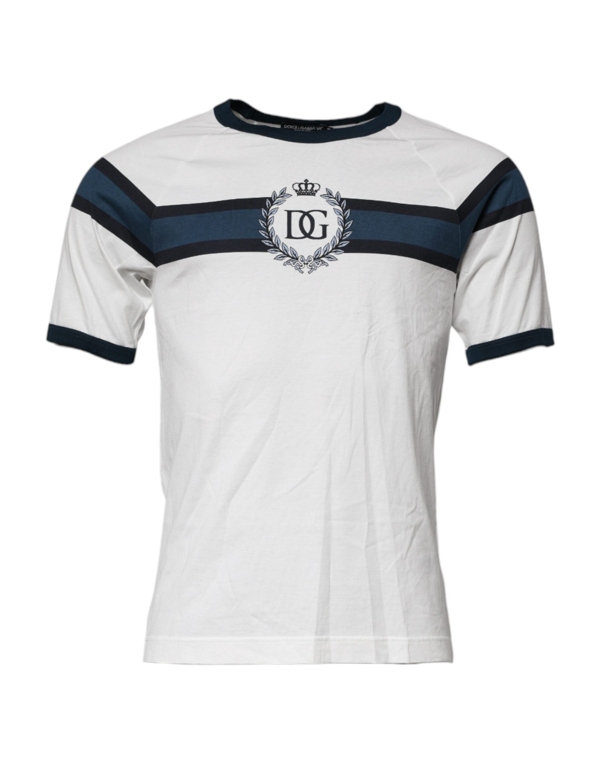White Logo Print Cotton Men Crew Neck T-shirt - ventzia