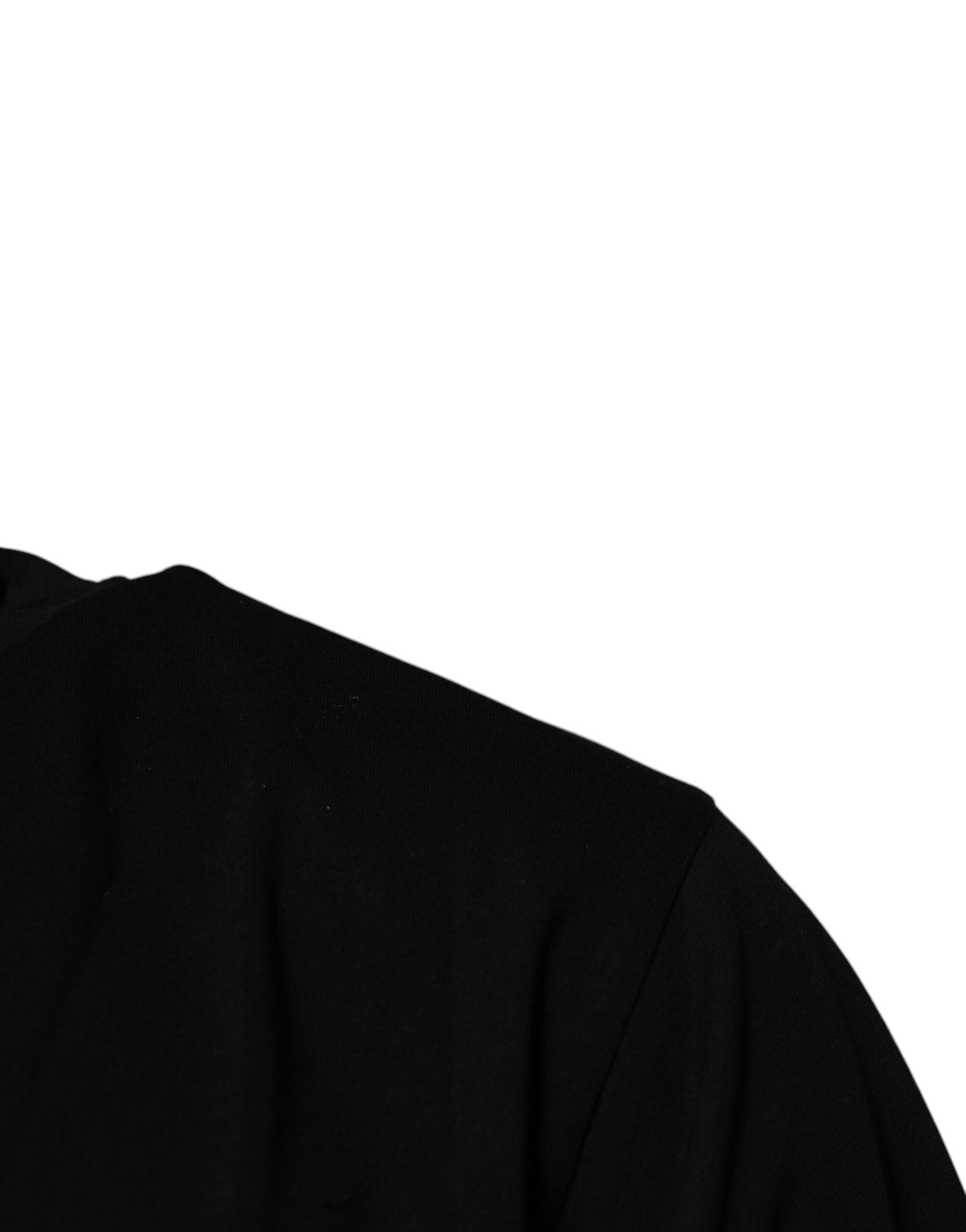 Black Amore Leopard Cotton Crew Neck T-shirt - ventzia