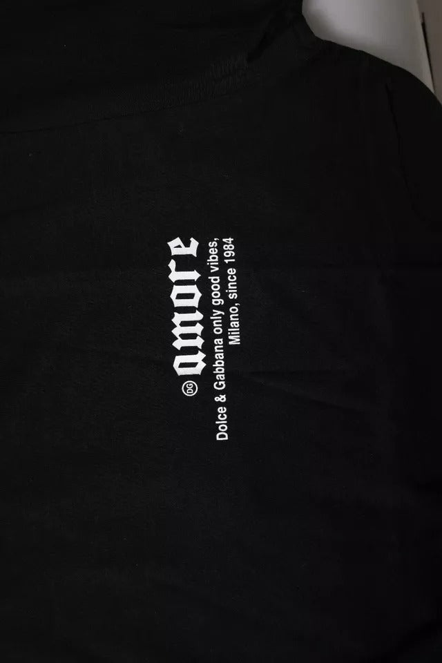 Black Amore Leopard Cotton Crew Neck T-shirt - ventzia