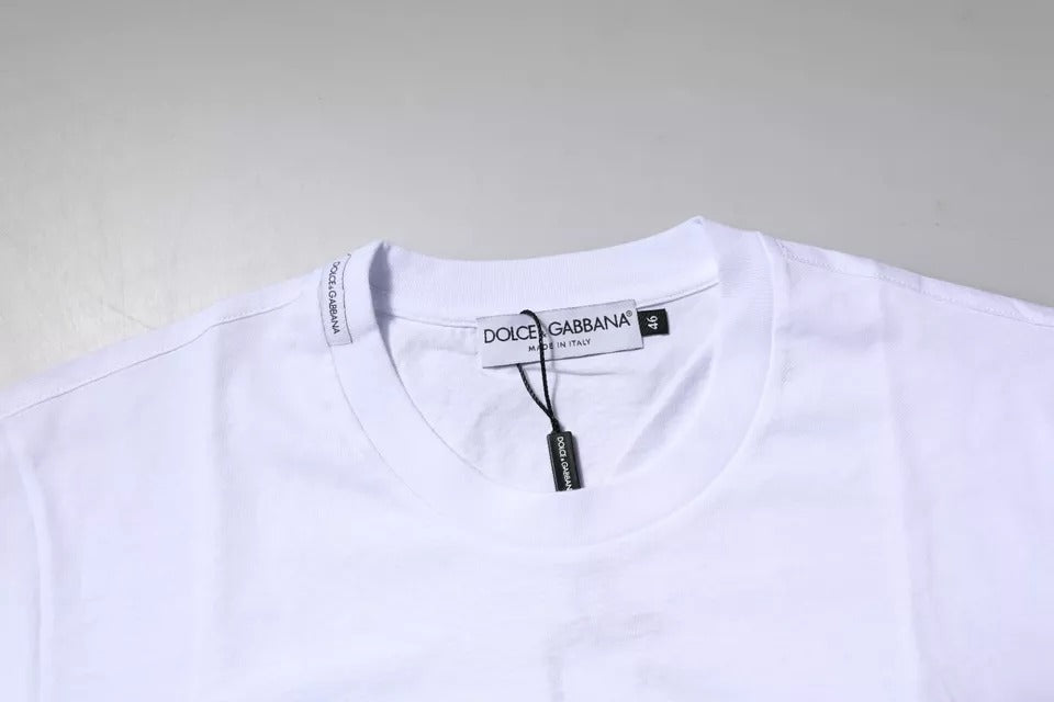 White Logo Plaque Cotton Crew Neck T-shirt - ventzia