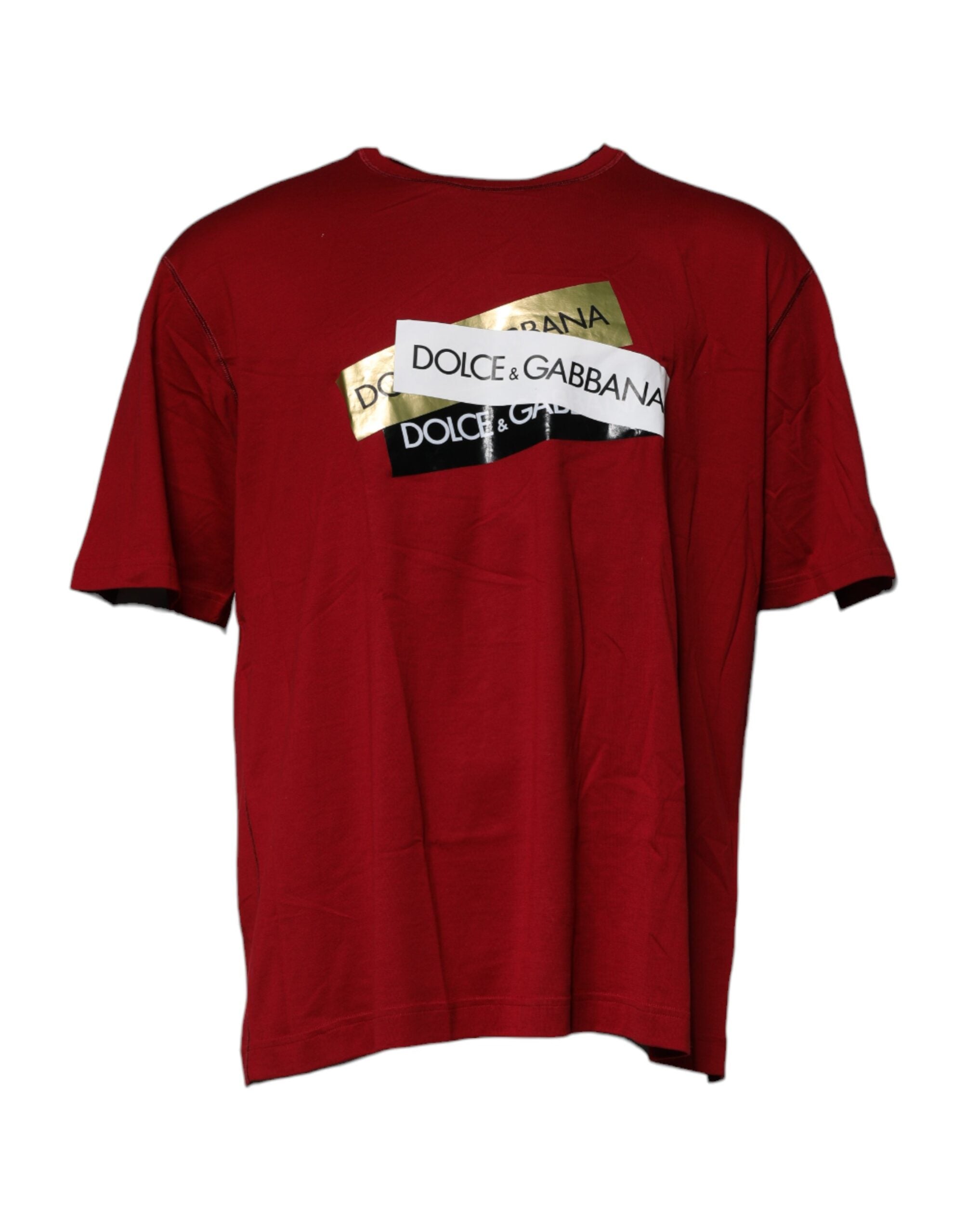 Red Logo Tape Cotton Crew Neck T-shirt - ventzia