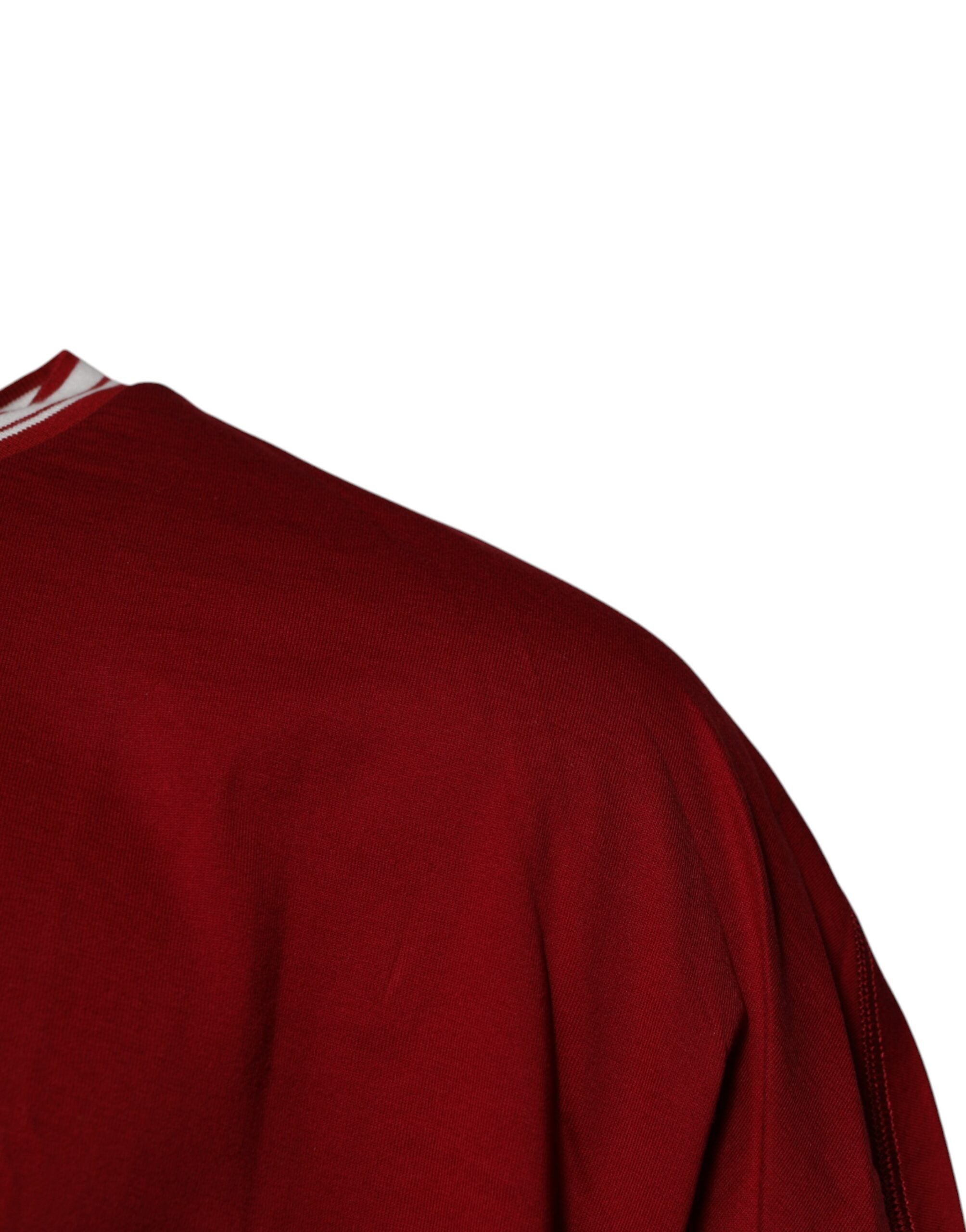 Red Logo Crown Cotton Crew Neck T-shirt - ventzia