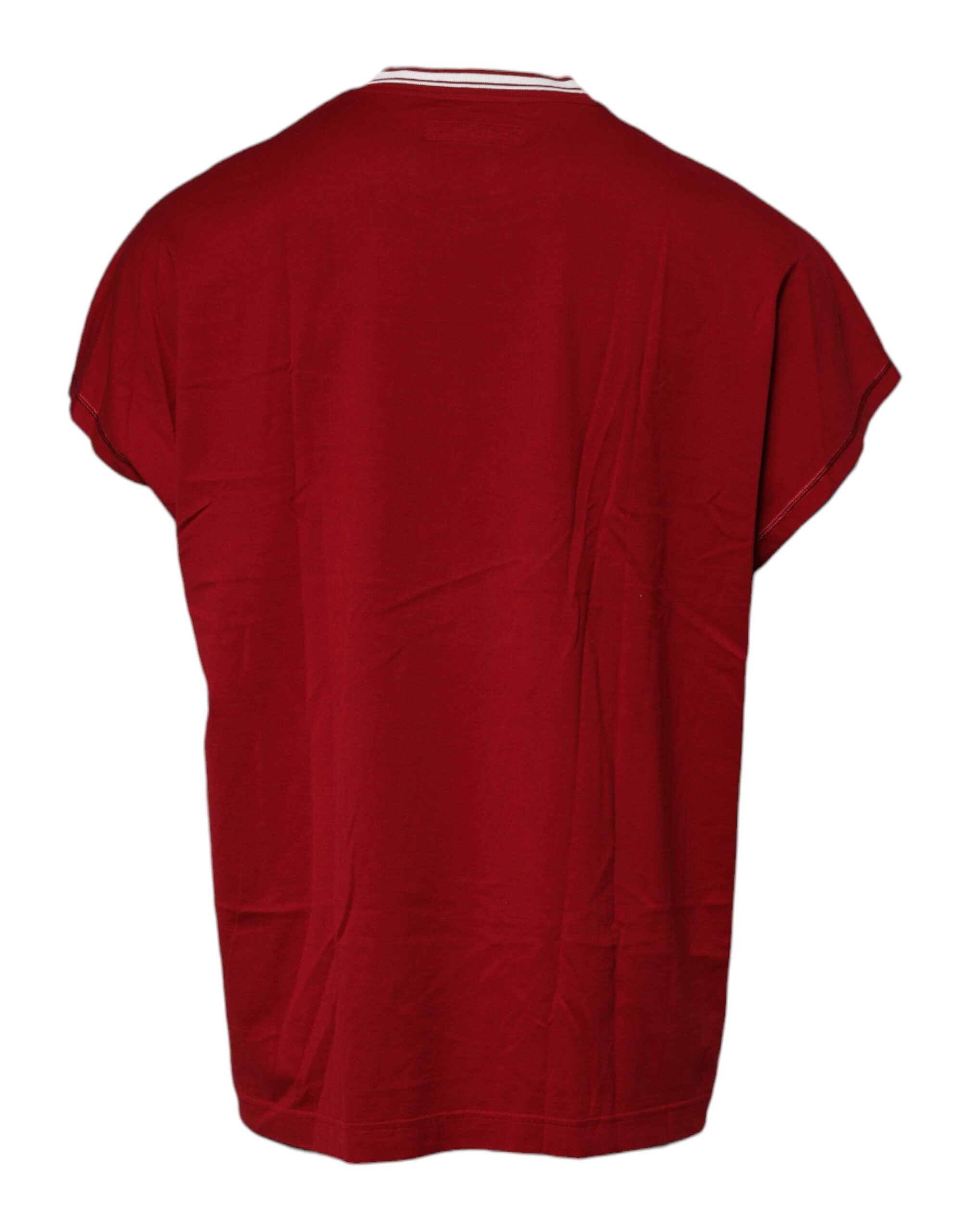 Red Logo Crown Cotton Crew Neck T-shirt - ventzia