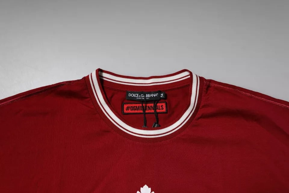 Red Logo Crown Cotton Crew Neck T-shirt - ventzia