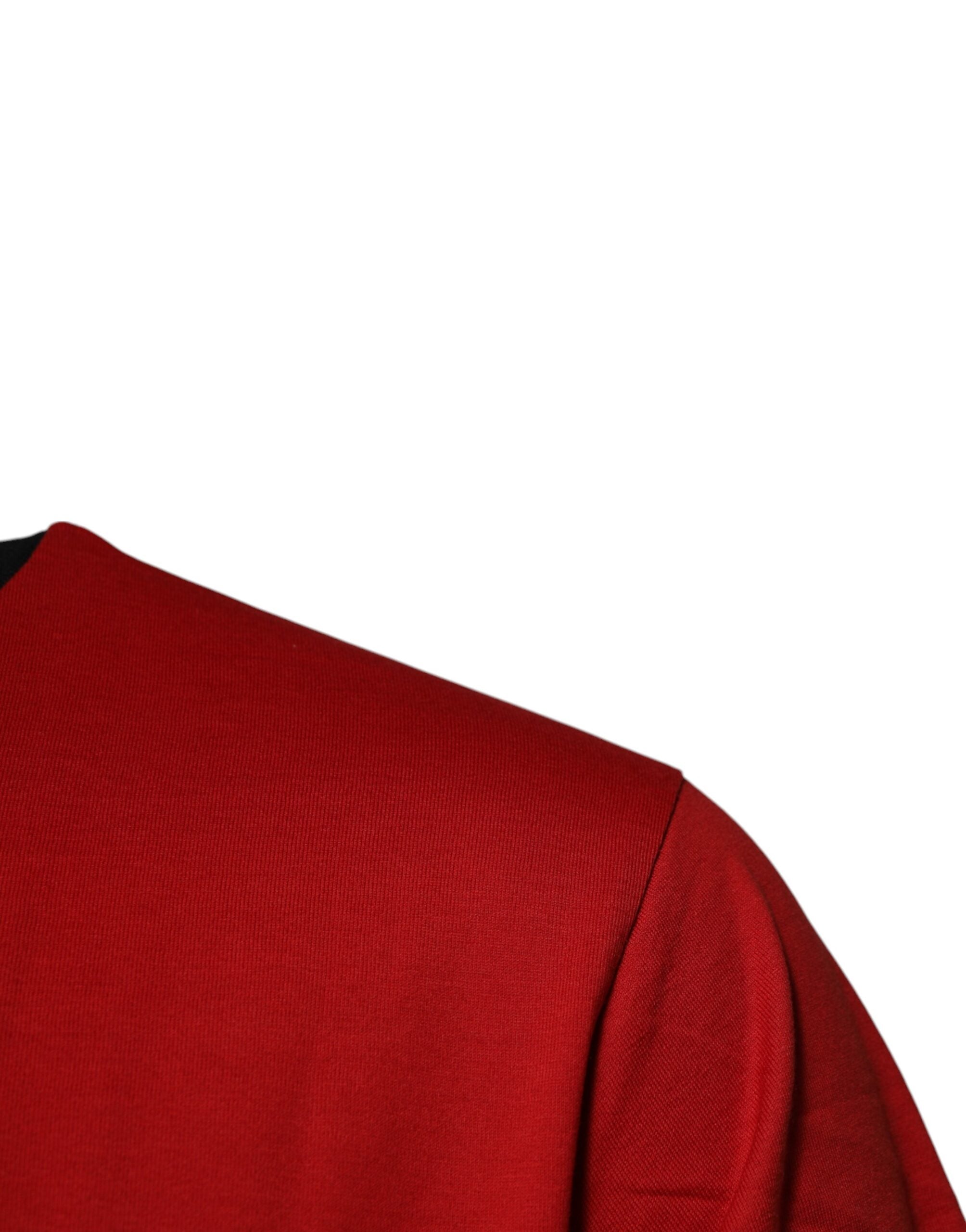 Red Logo Crown Cotton Crew Neck T-shirt - ventzia
