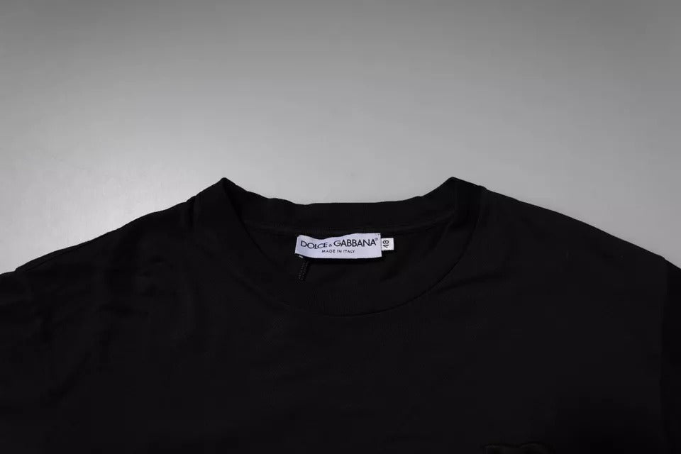 Black DG Logo Cotton Crew Neck T-shirt - ventzia