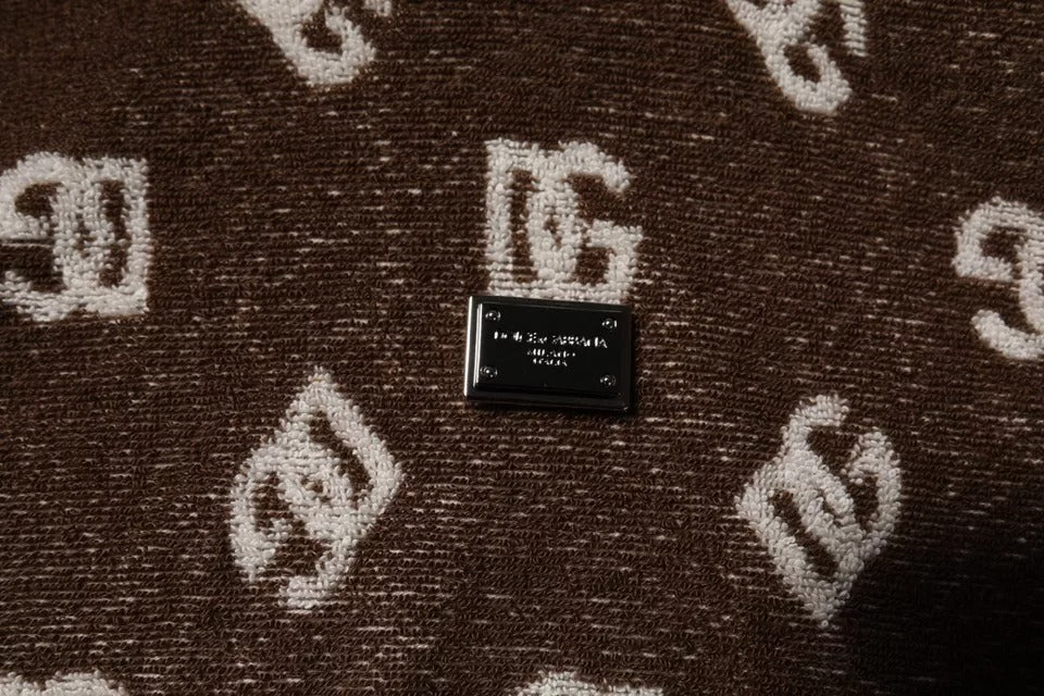 Brown Logo Monogram Cotton Crew Neck T-shirt - ventzia