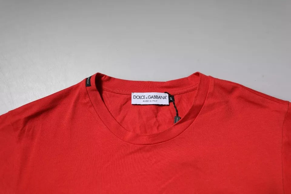 Red DG Logo Patch Cotton Crew Neck T-shirt - ventzia