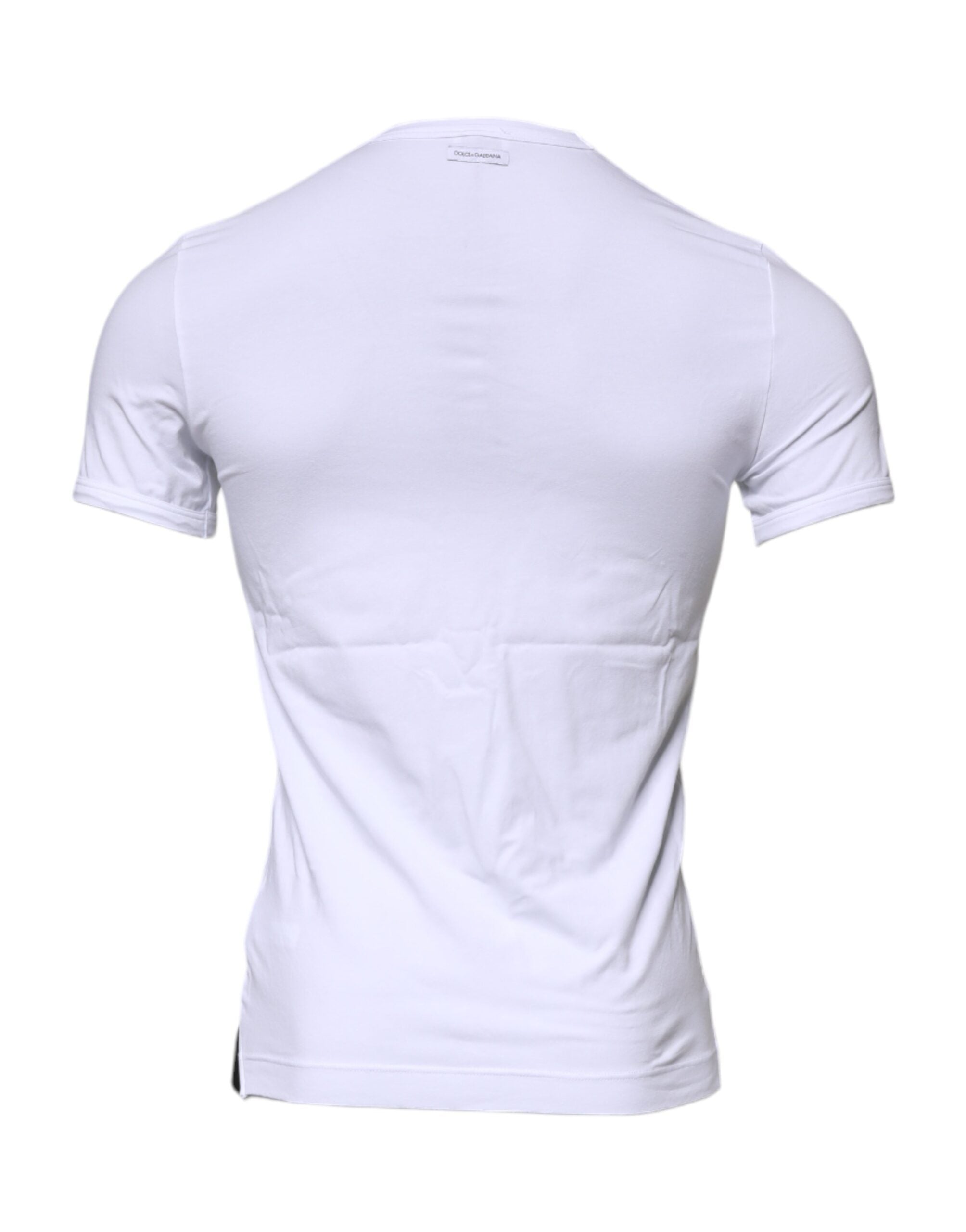 White Cotton Stretch Crewneck Underwear T-shirt - ventzia