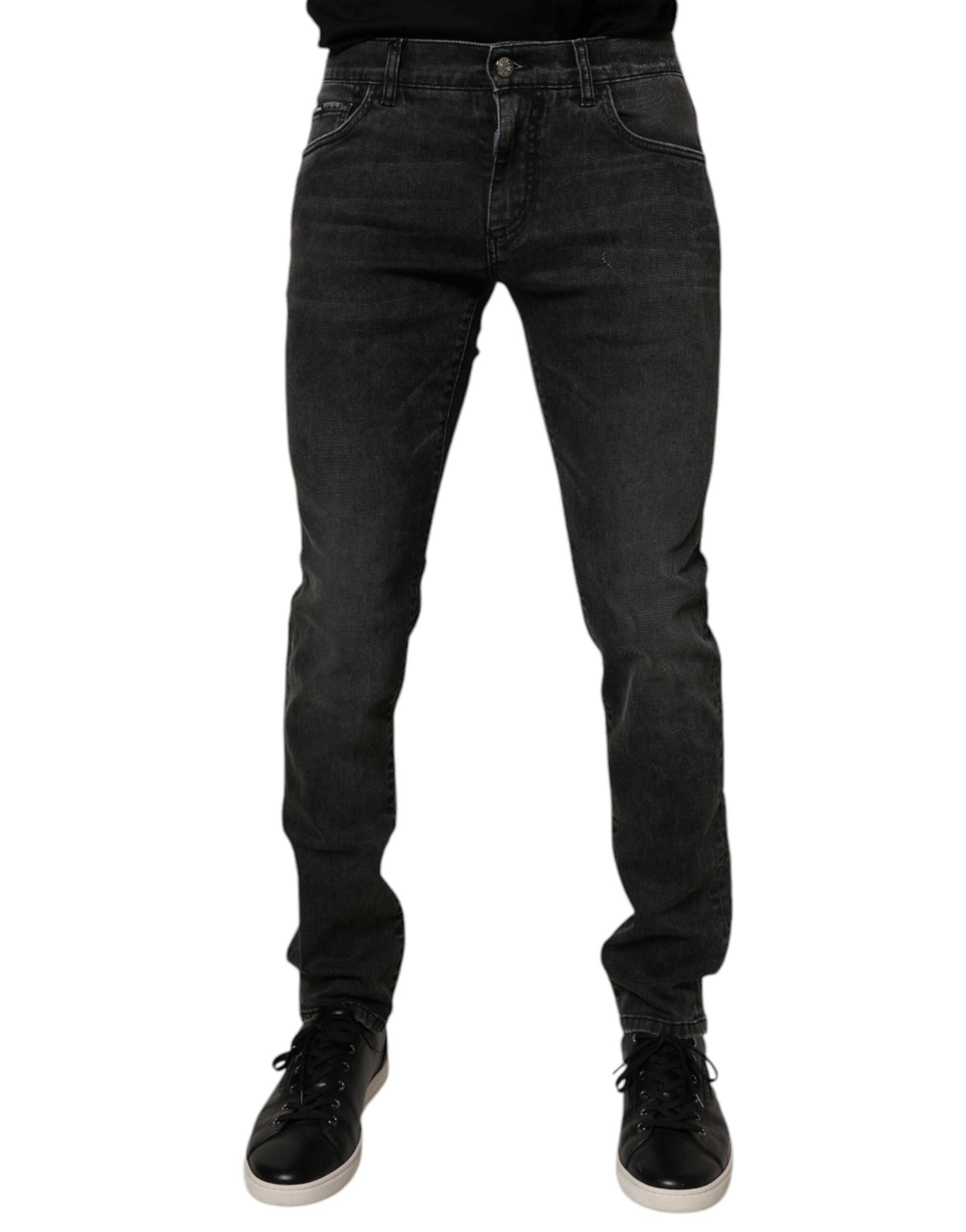 Black Cotton Stretch Skinny Men Denim Jeans - ventzia