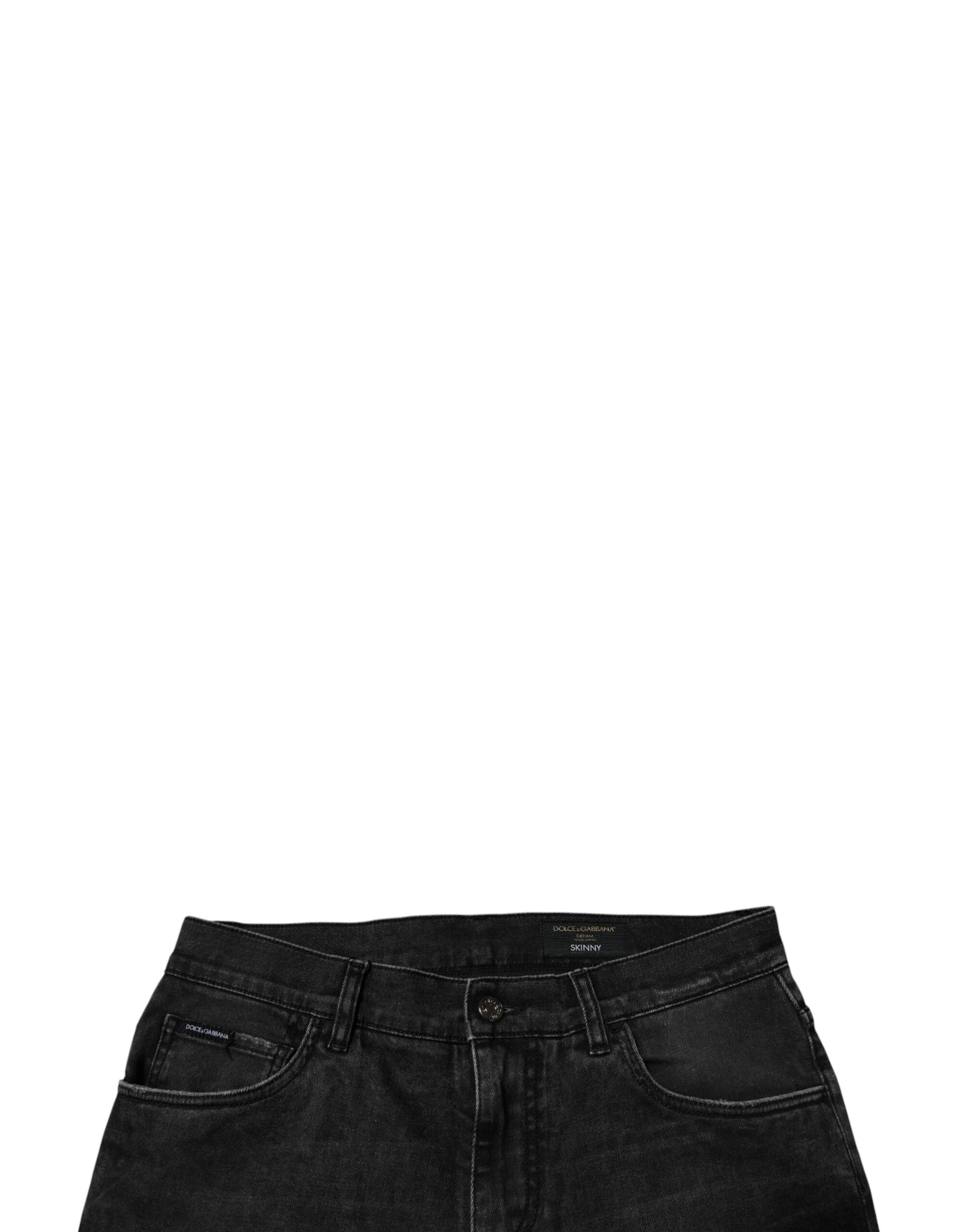 Black Cotton Stretch Skinny Men Denim Jeans - ventzia