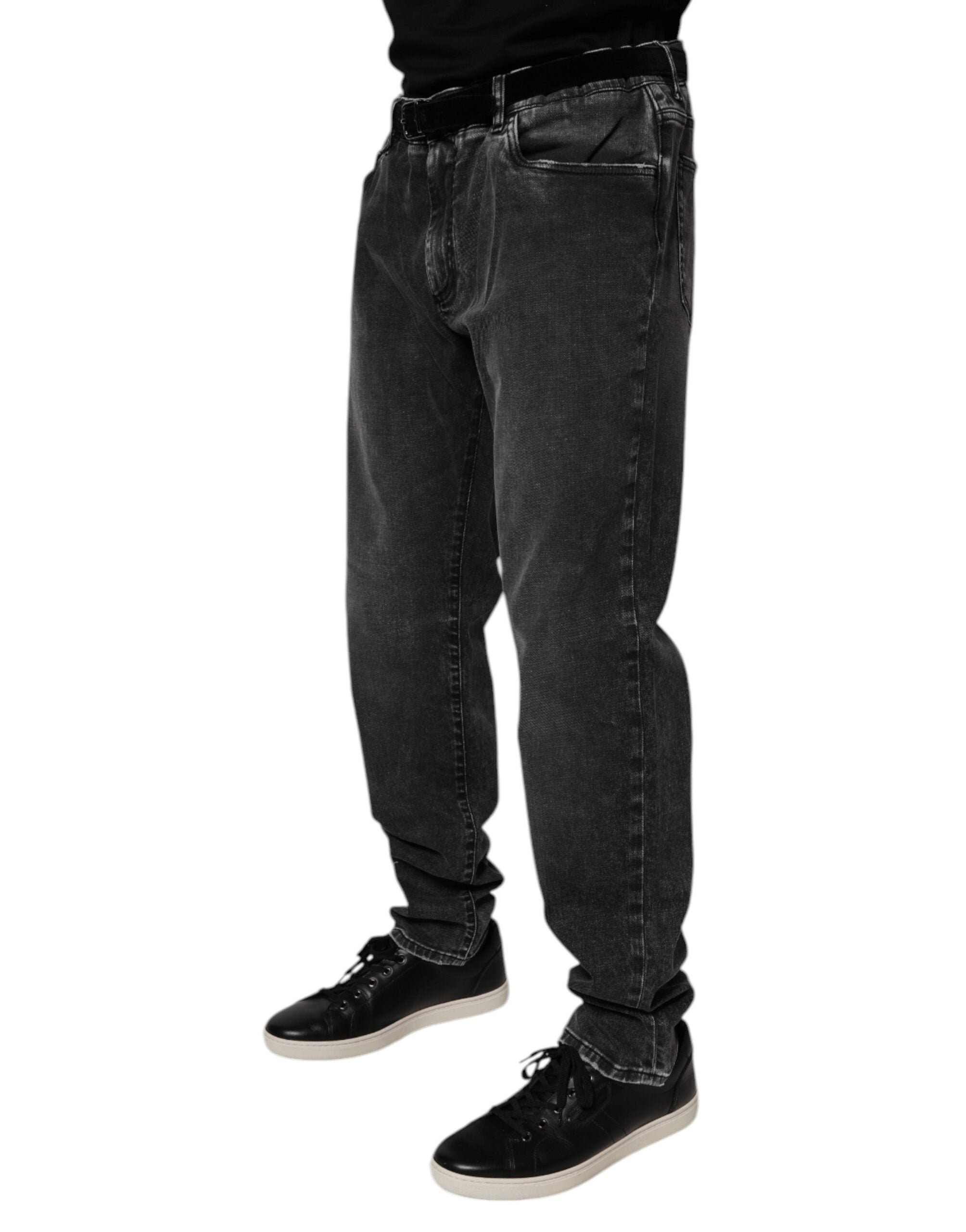 Black Cotton Stretch Skinny Men Denim Jeans - ventzia