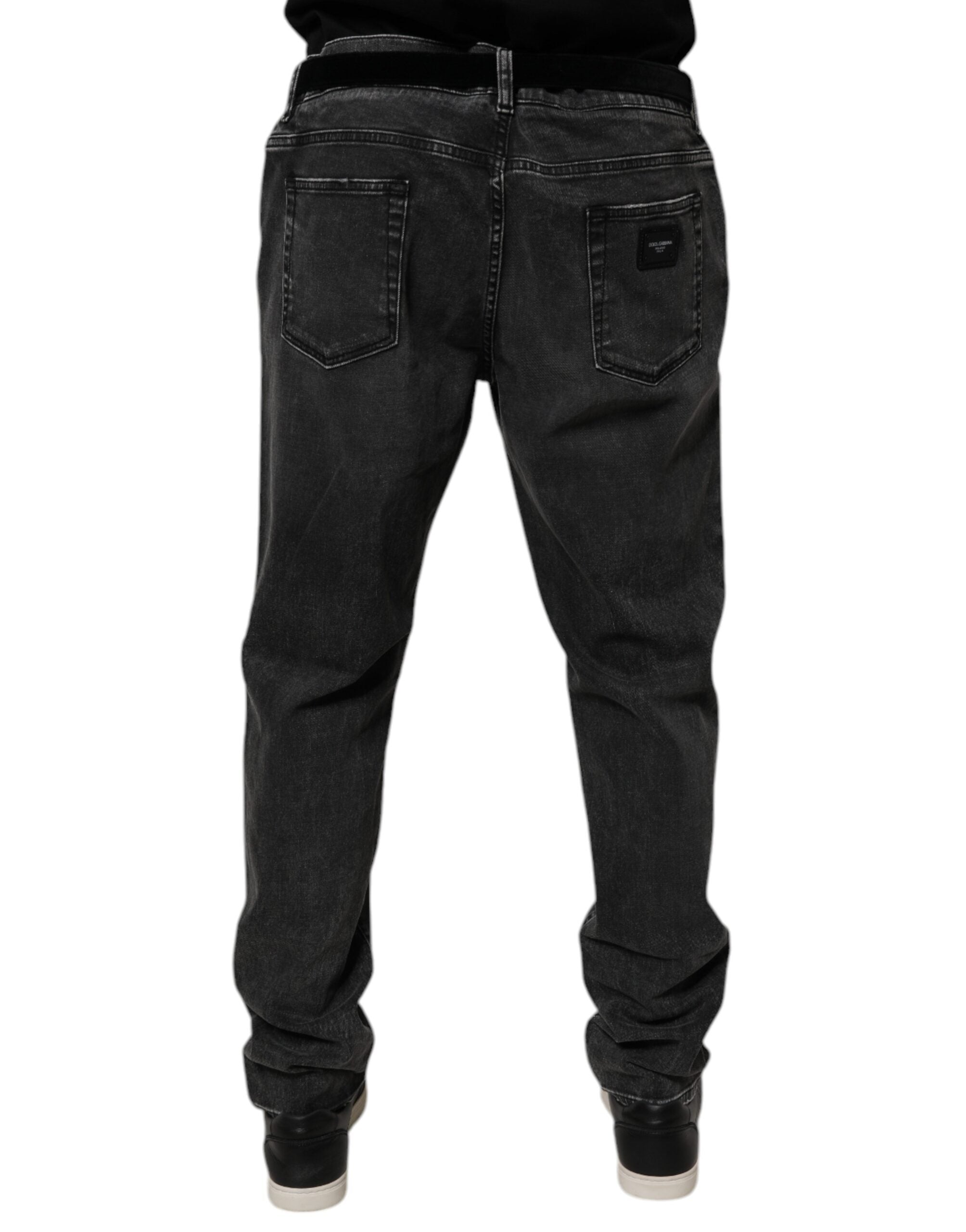 Black Cotton Stretch Skinny Men Denim Jeans - ventzia