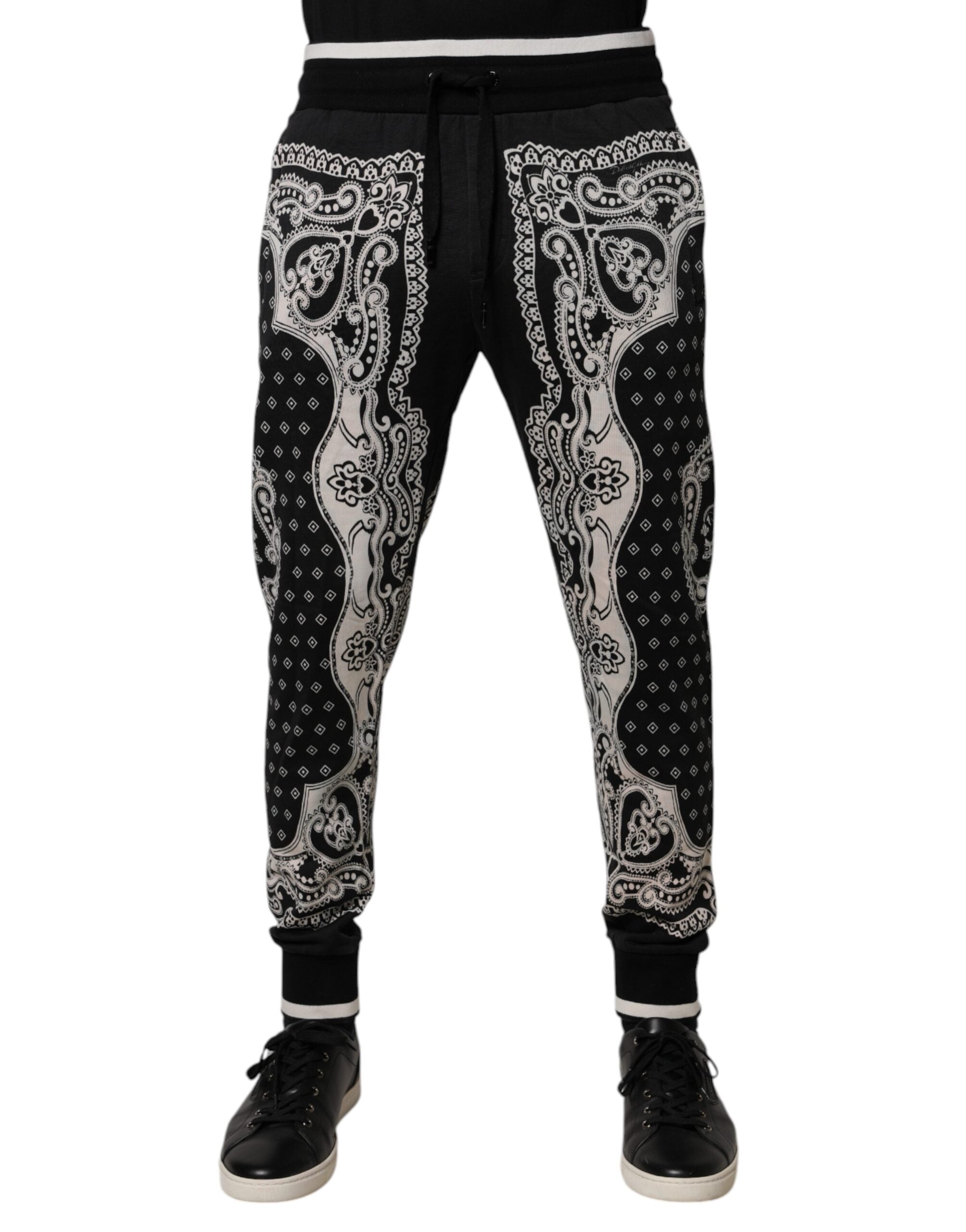 Black Bandana Cotton Jogger Pants - ventzia