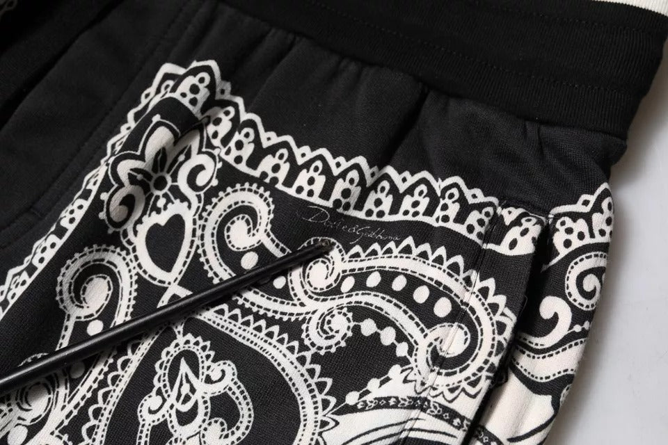 Black Bandana Cotton Jogger Pants - ventzia