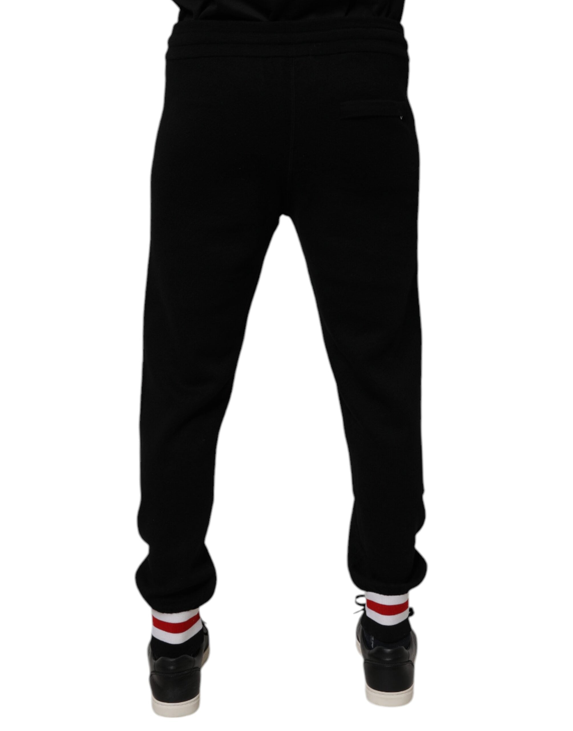 Black Wool Mid Waist Jogger Sweatpants Pants - ventzia