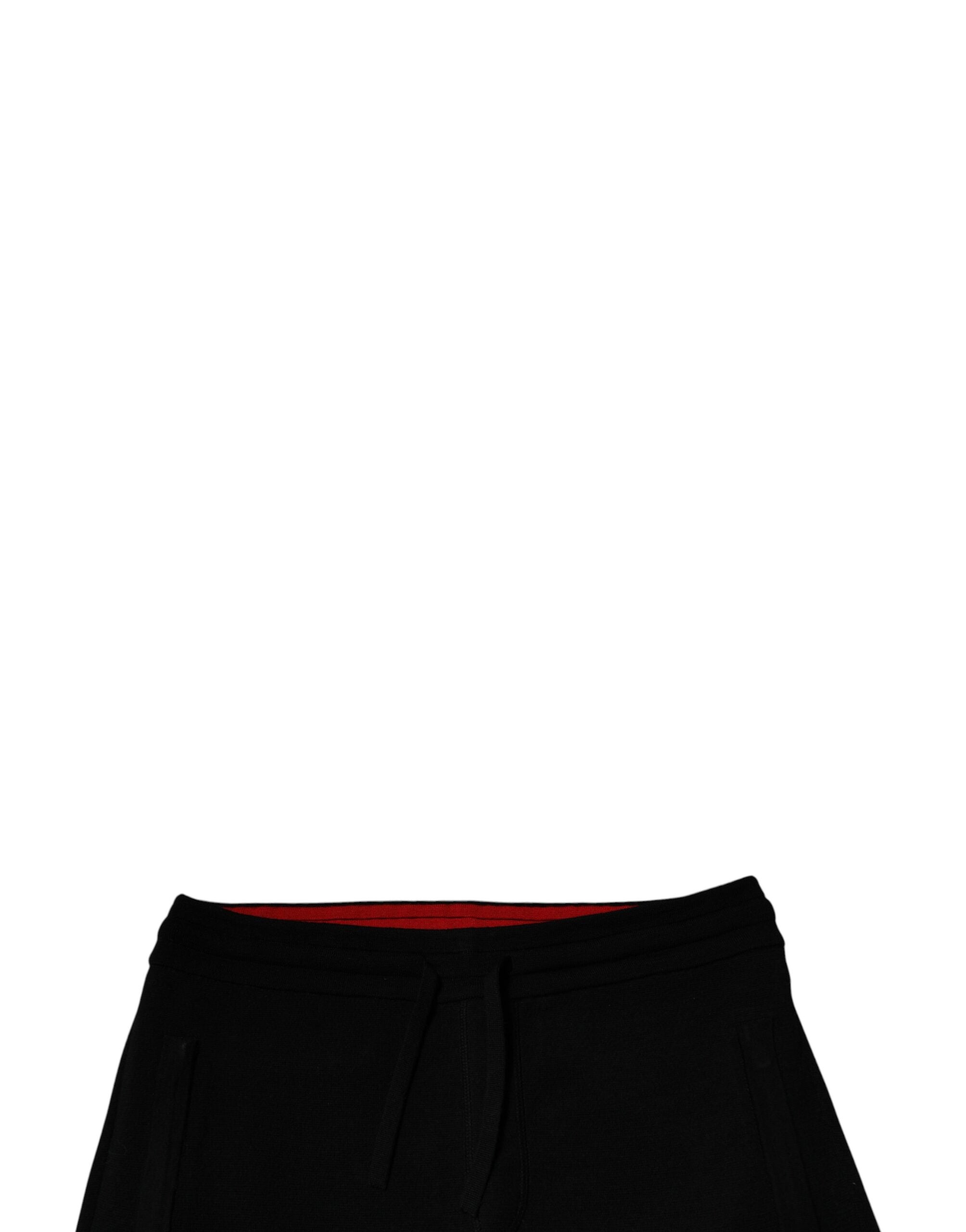 Black Wool Mid Waist Jogger Sweatpants Pants - ventzia