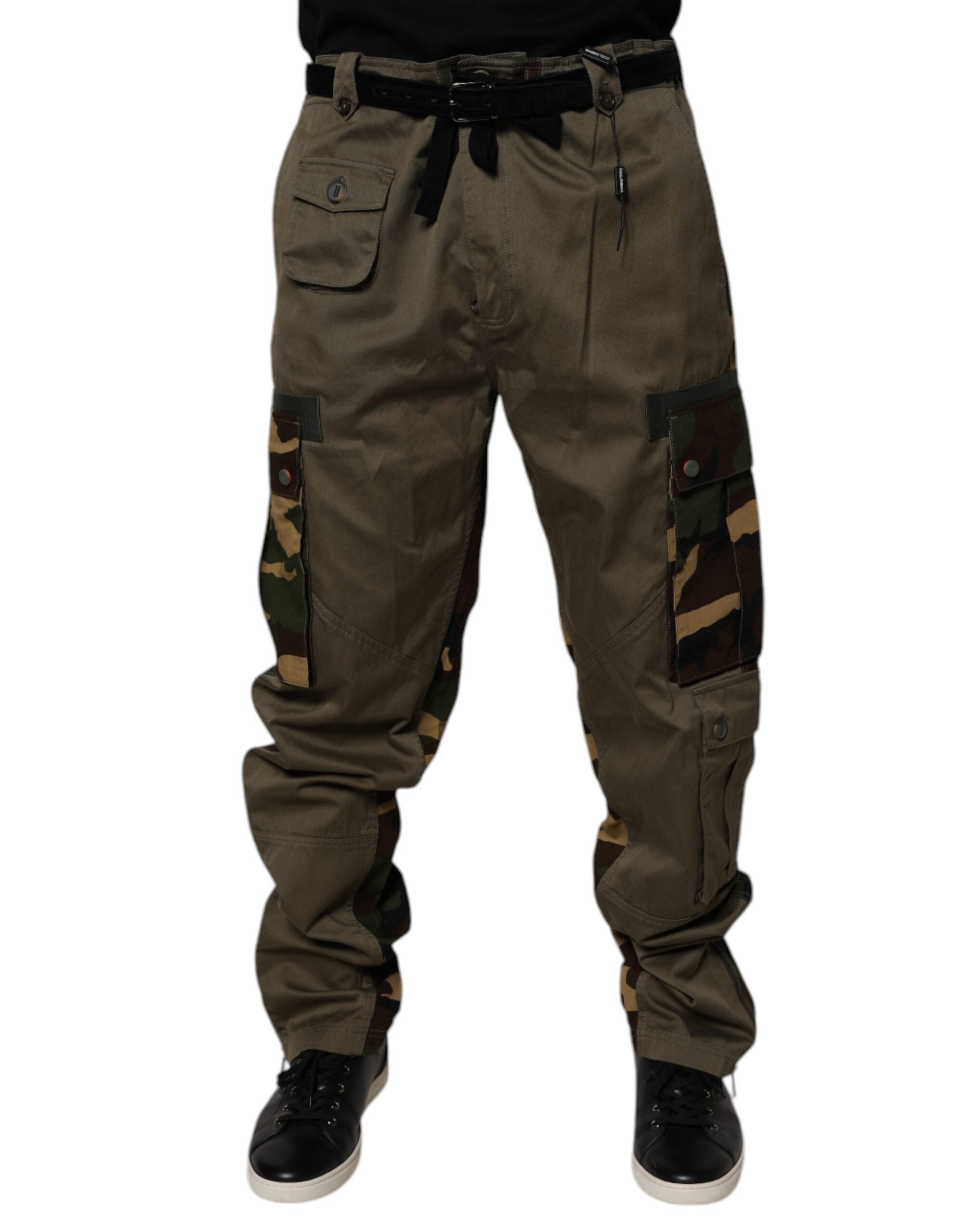 Multicolor Patchwork Camouflage Cargo Pants - ventzia