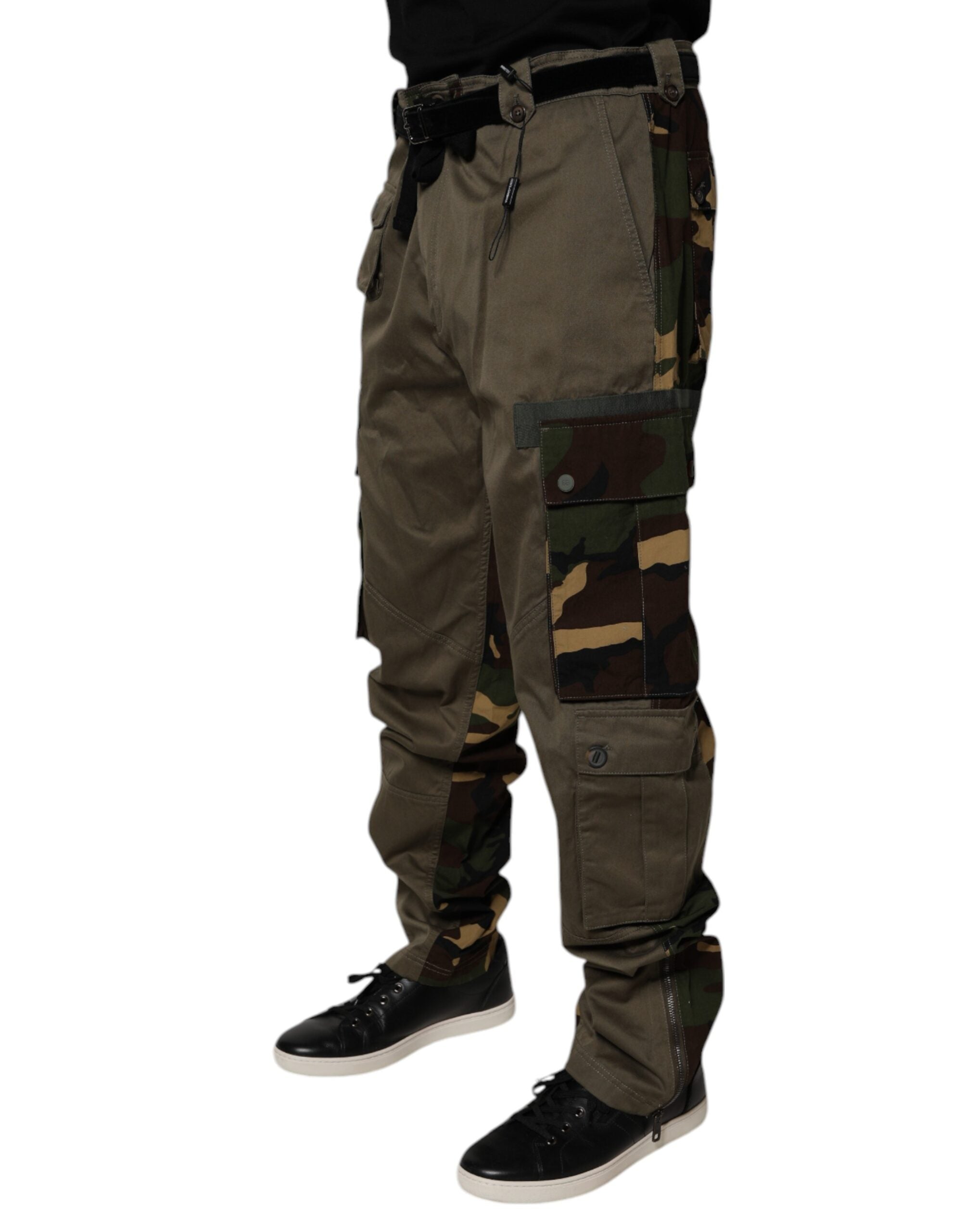 Multicolor Patchwork Camouflage Cargo Pants - ventzia