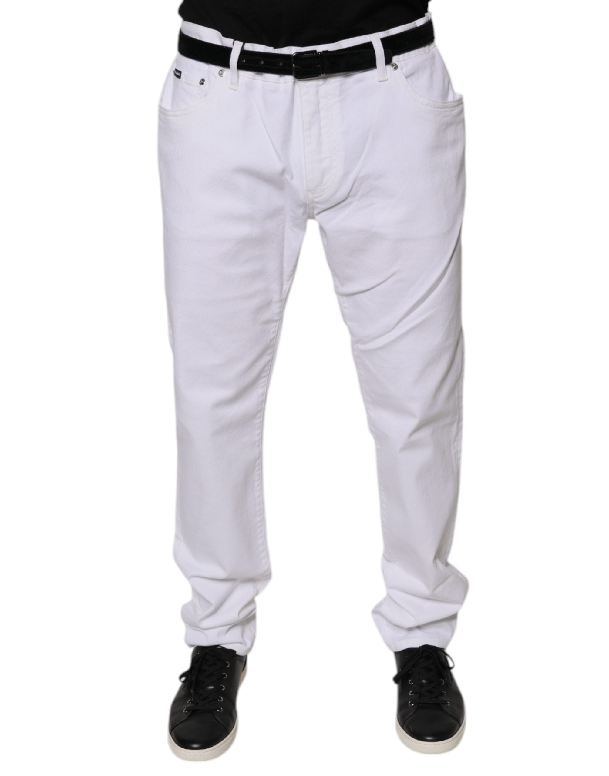White Cotton Stretch Skinny Men Denim Jeans - ventzia