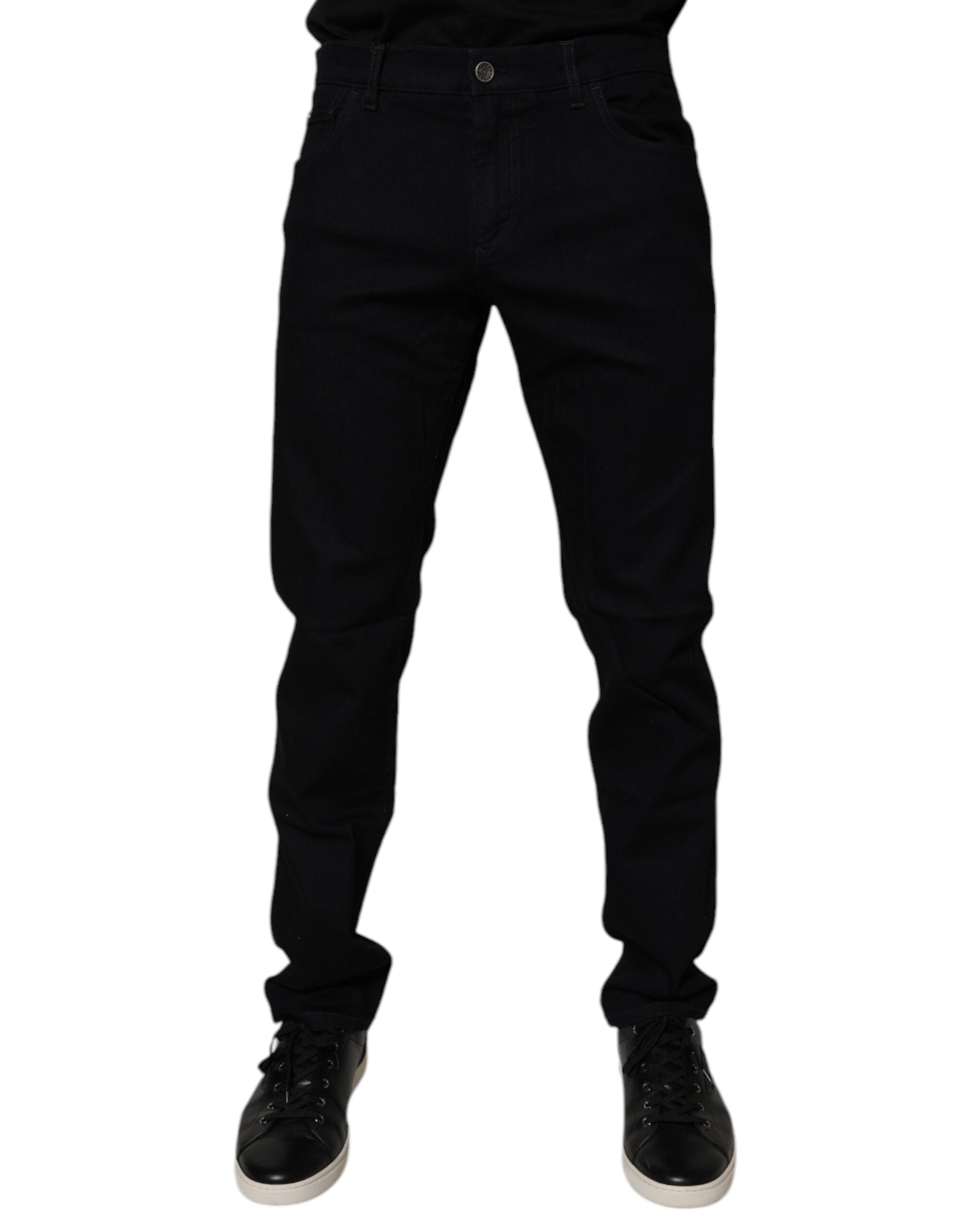 Black Cotton Stretch Slim Fit Men Denim Jeans - ventzia