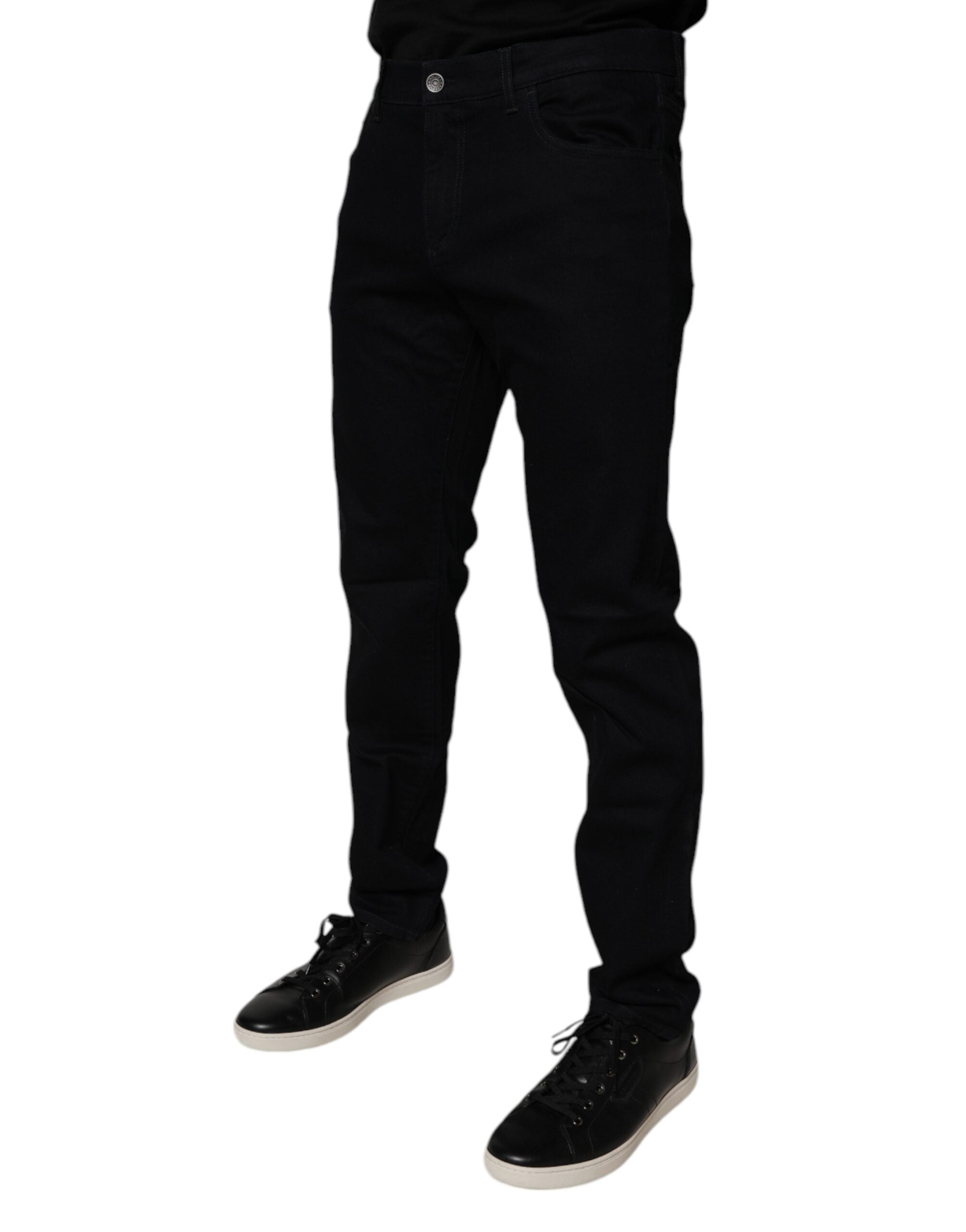 Black Cotton Stretch Slim Fit Men Denim Jeans - ventzia
