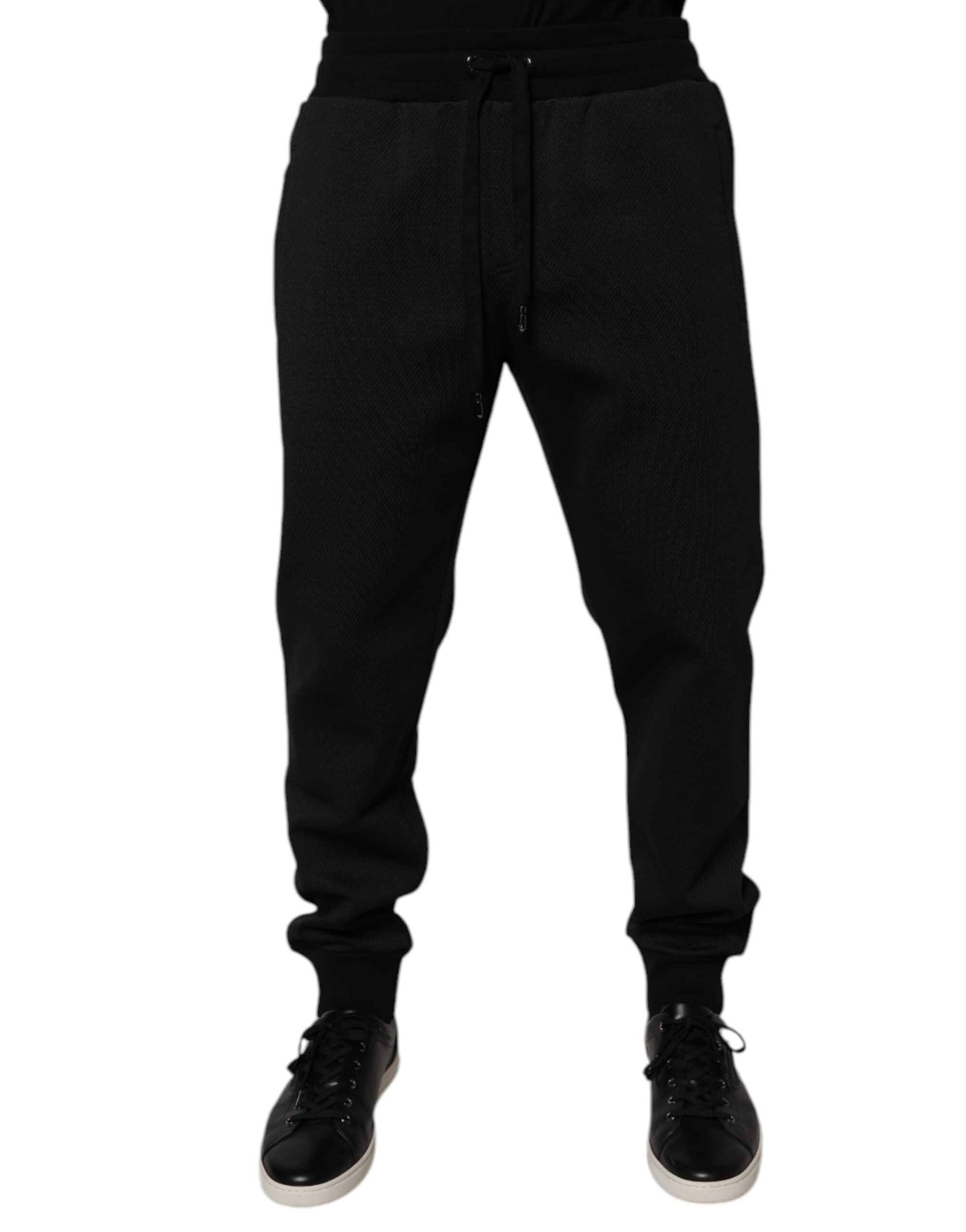 Black Polyester Men Jogger Sweatpants Pants - ventzia