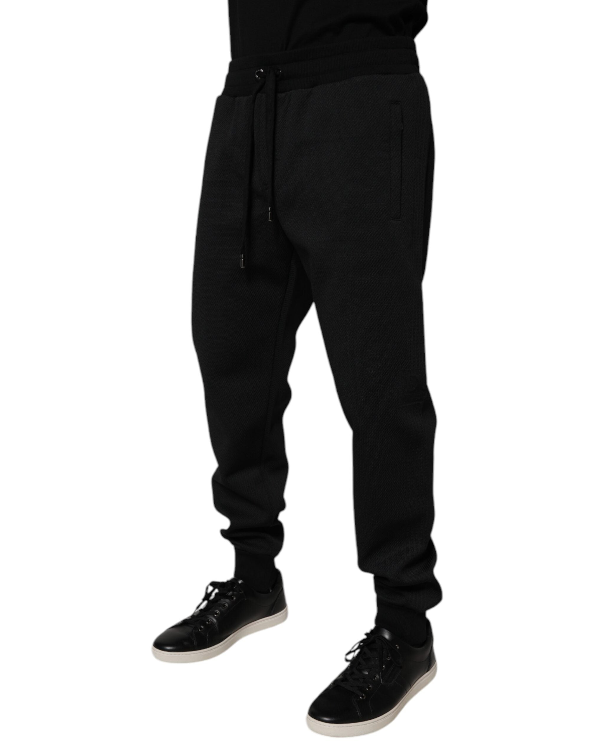 Black Polyester Men Jogger Sweatpants Pants - ventzia