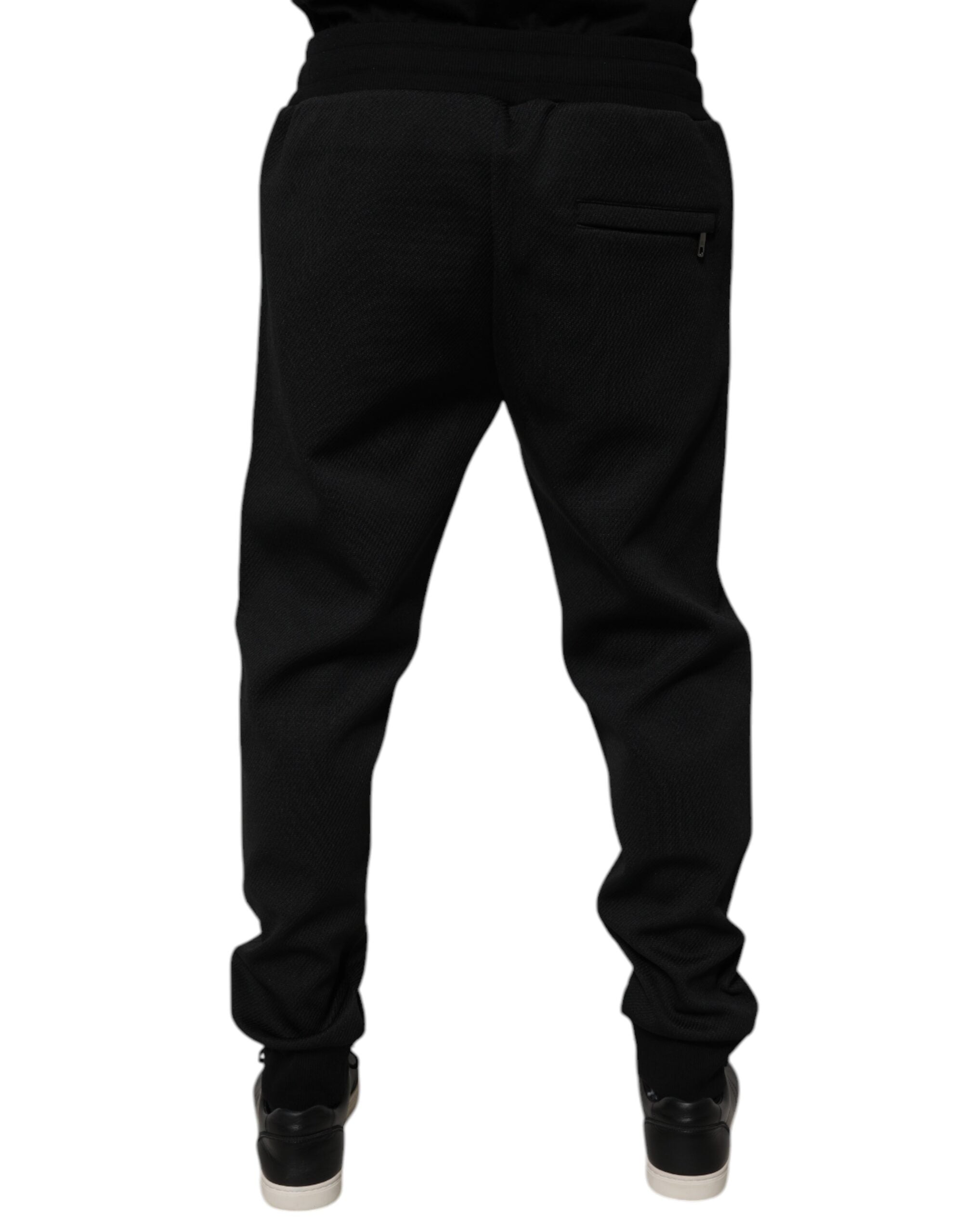 Black Polyester Men Jogger Sweatpants Pants - ventzia