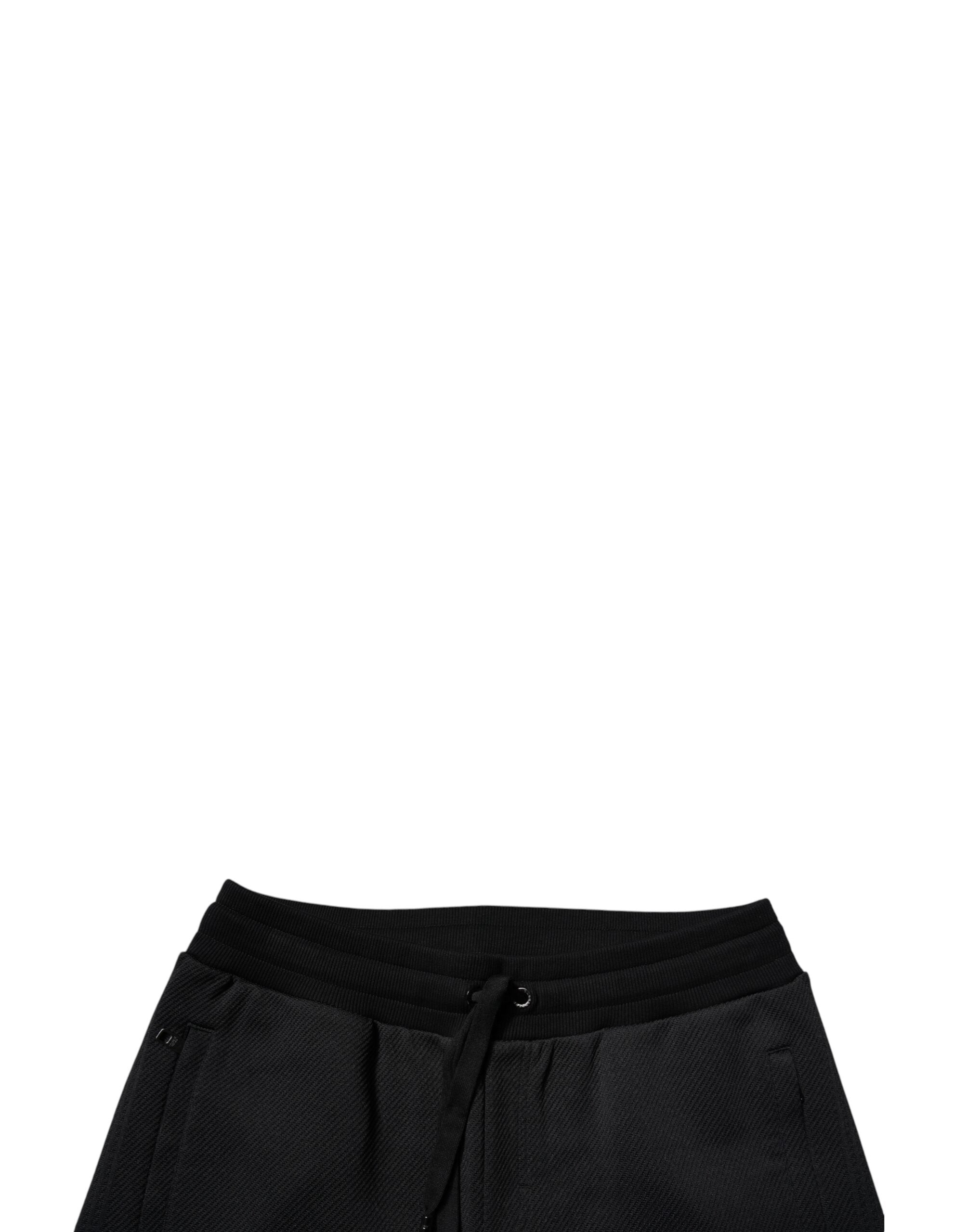 Black Polyester Men Jogger Sweatpants Pants - ventzia