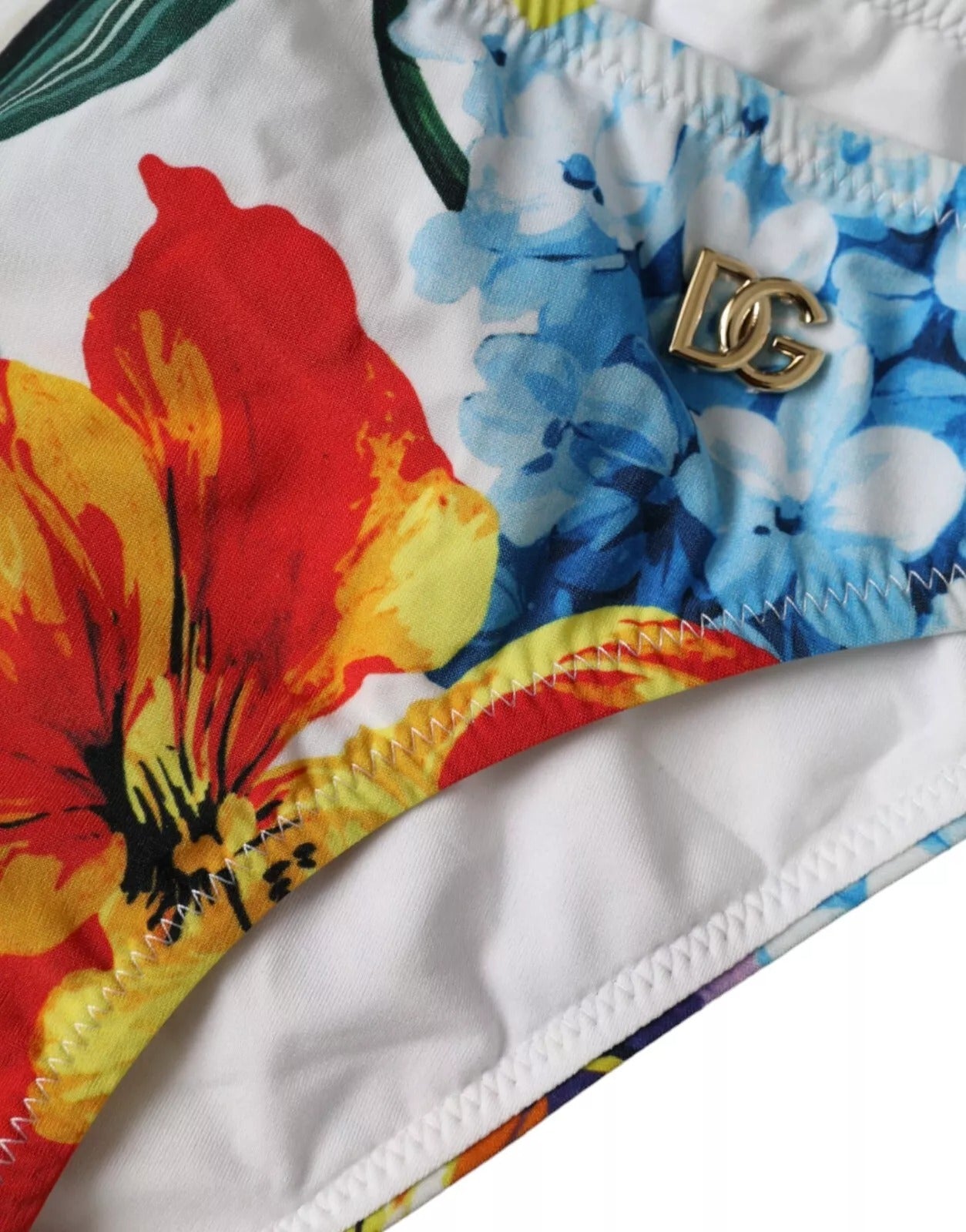 White Floral Print Swimsuit Bikini Bottom Swimwear - ventzia