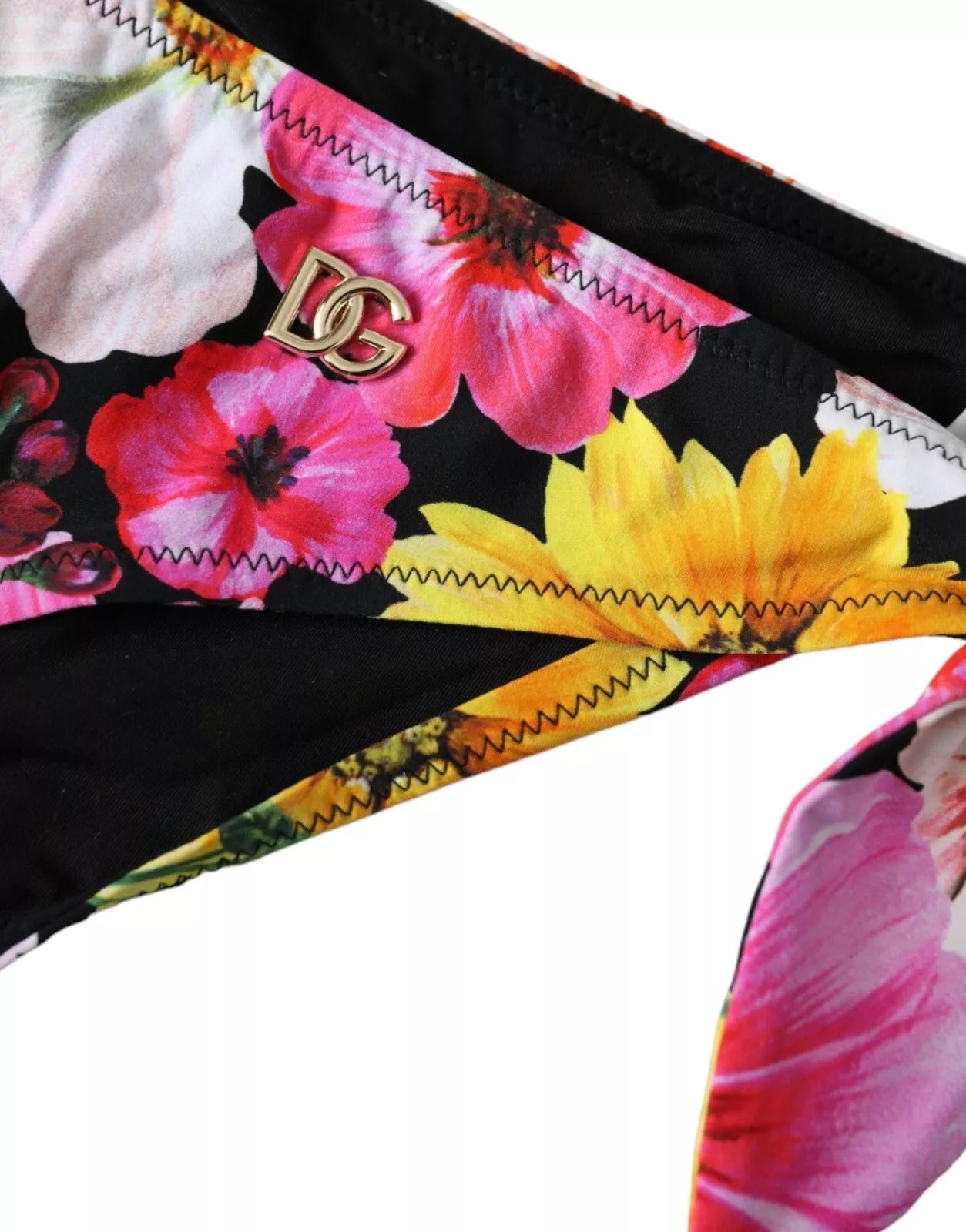 Black Floral Print Swimsuit Bikini Bottom Swimwear - ventzia