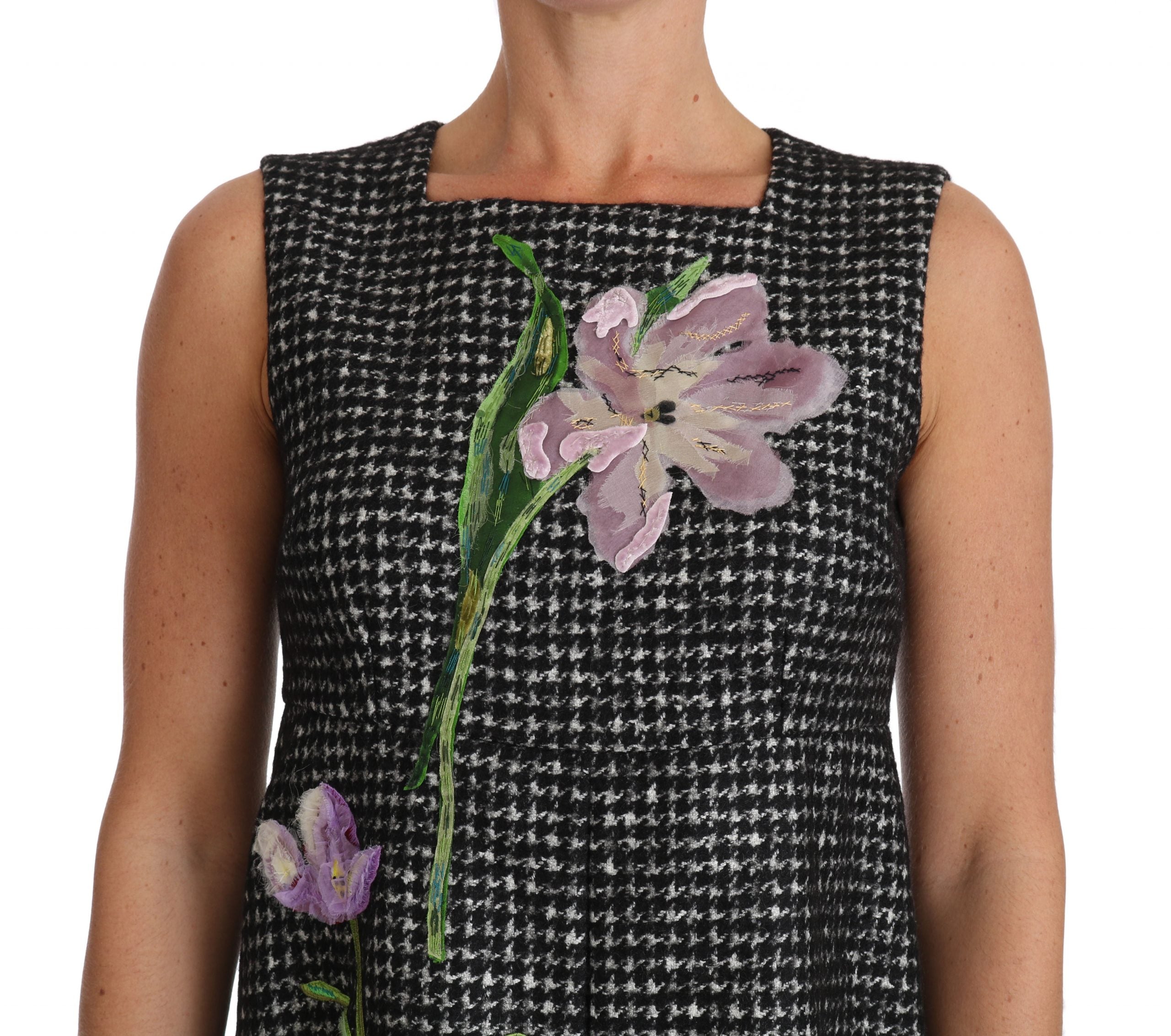 Elegant Gray Mini A-Line Dress with Purple Tulip - ventzia