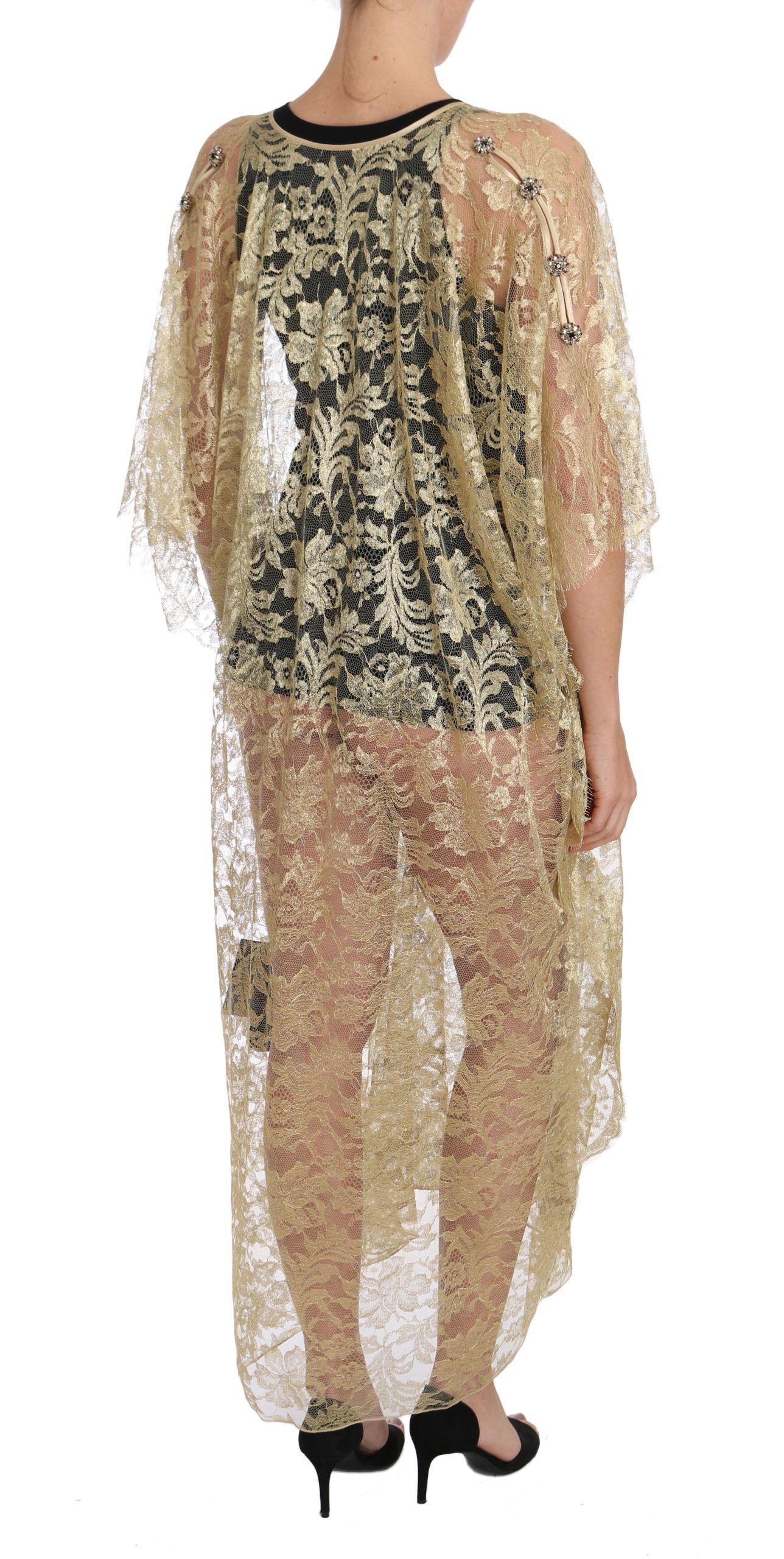 Golden Floral Lace Kaftan Sundress - ventzia