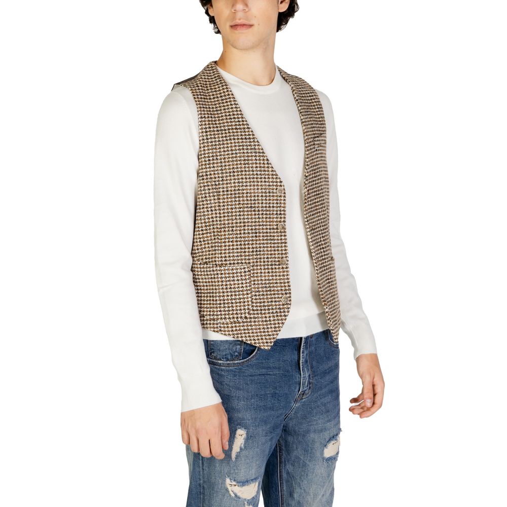Beige Wool Waistcoat - ventzia