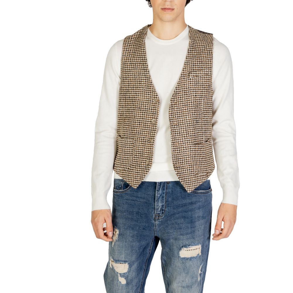 Beige Wool Waistcoat - ventzia