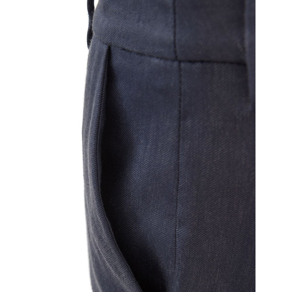Chic Blue Linen Trousers - ventzia