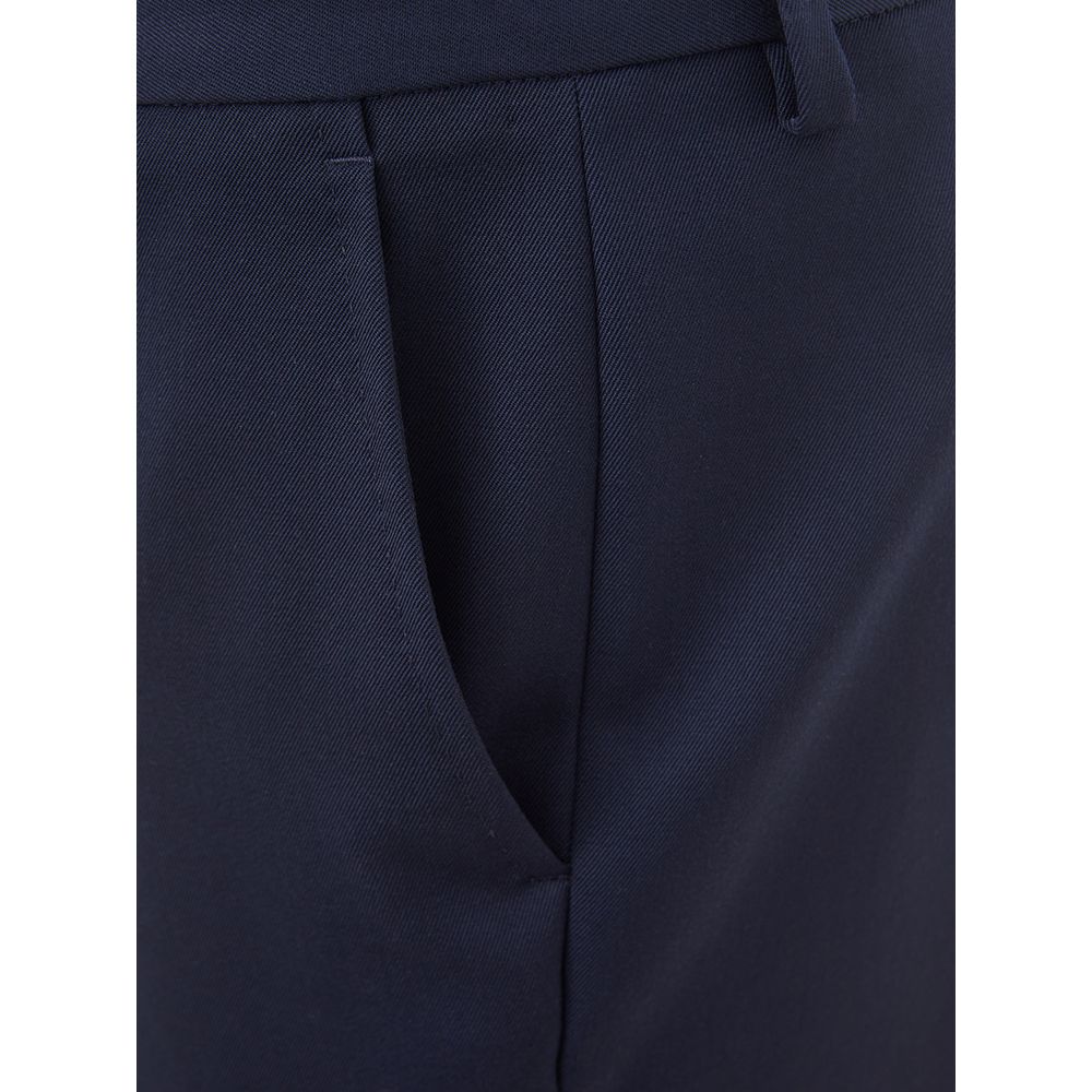 Elegant Blue Wool Pants for Women - ventzia