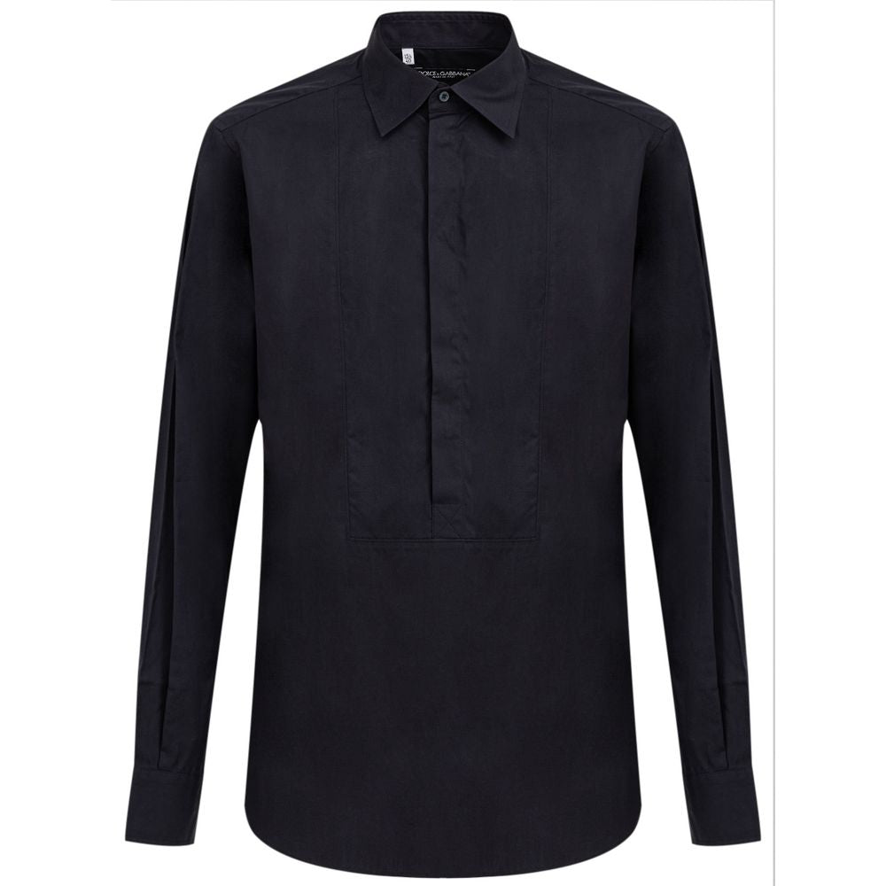 Navy Blue Cotton Shirt - ventzia