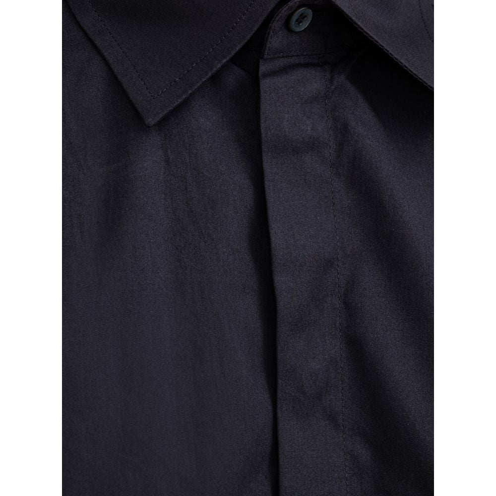 Navy Blue Cotton Shirt - ventzia