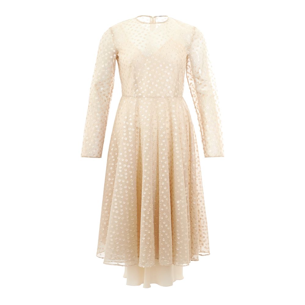 Beige Cotton Elegance Dress - ventzia