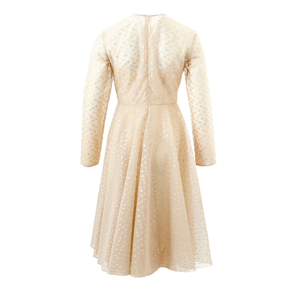 Beige Cotton Elegance Dress - ventzia