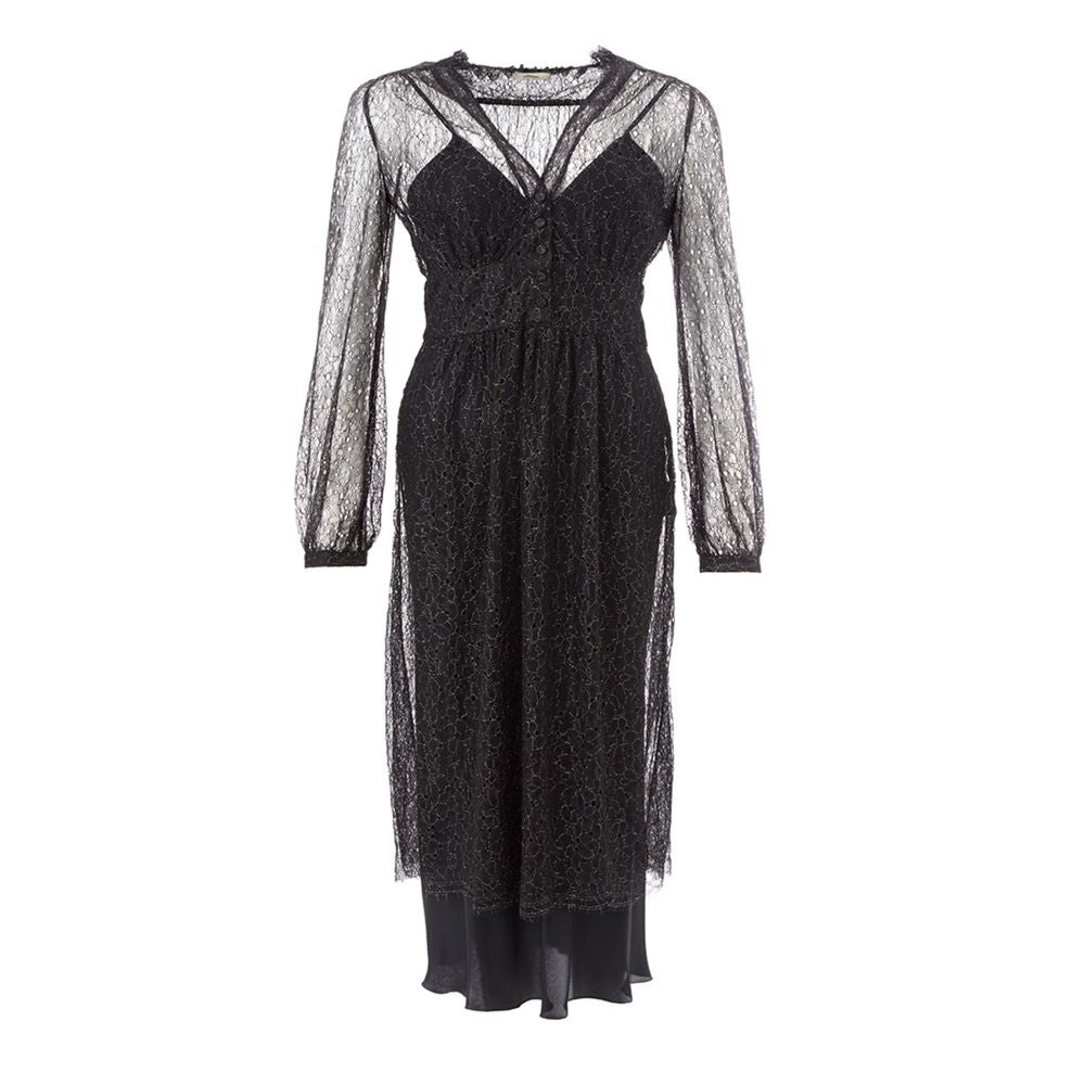 Elegant Black Nylon Dress - ventzia