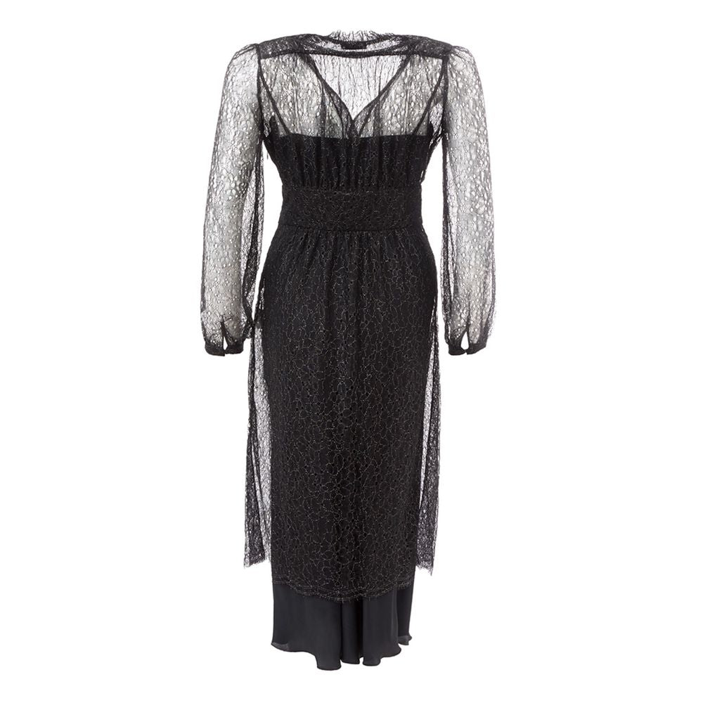 Elegant Black Nylon Dress - ventzia