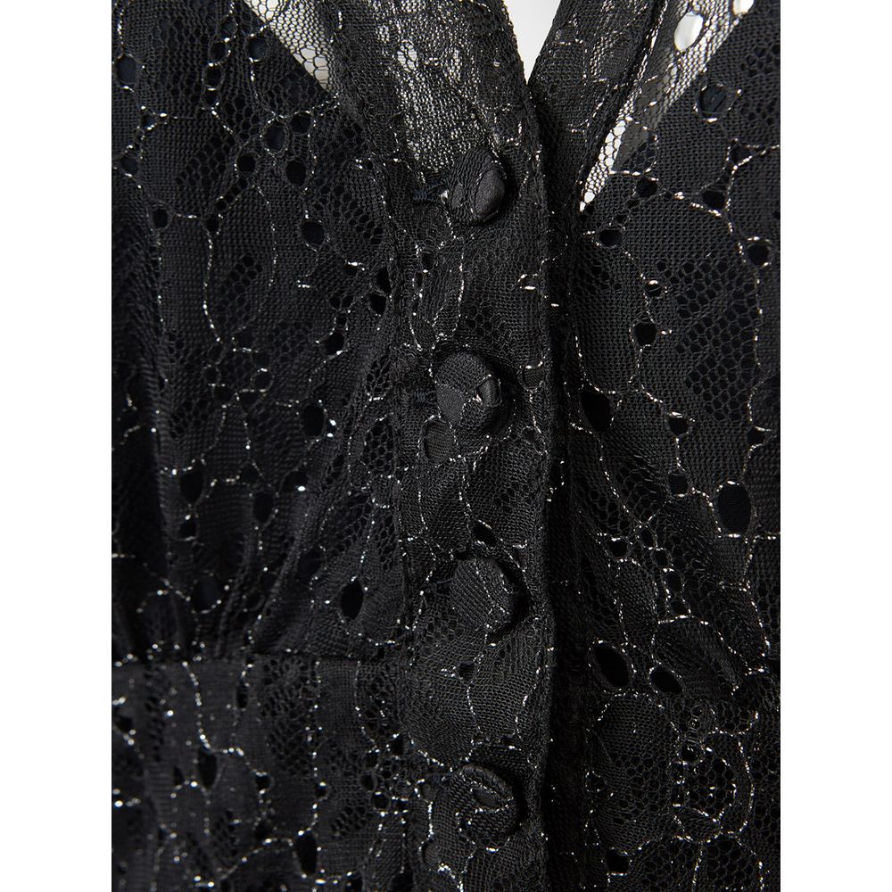 Elegant Black Nylon Dress - ventzia
