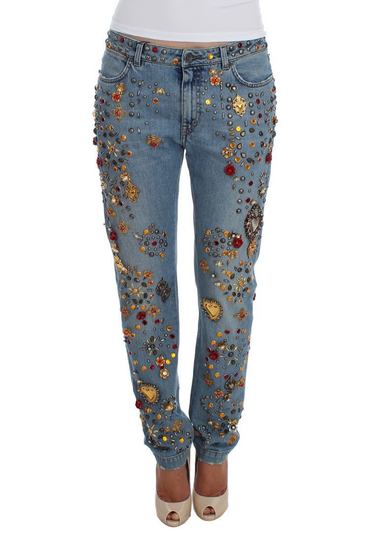 Enchanted Sicily Crystal Heart Boyfriend Jeans - ventzia