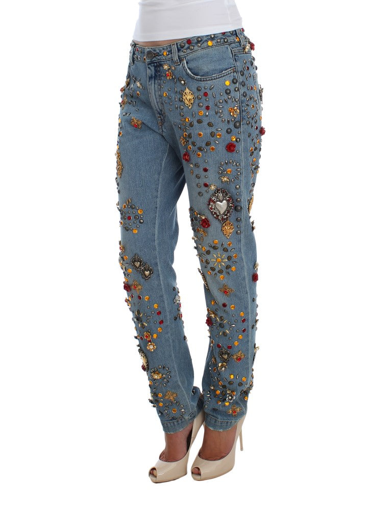 Enchanted Sicily Crystal Heart Boyfriend Jeans - ventzia