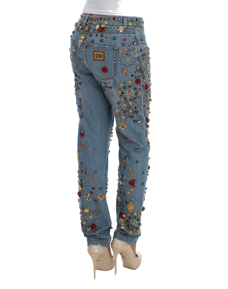 Enchanted Sicily Crystal Heart Boyfriend Jeans - ventzia